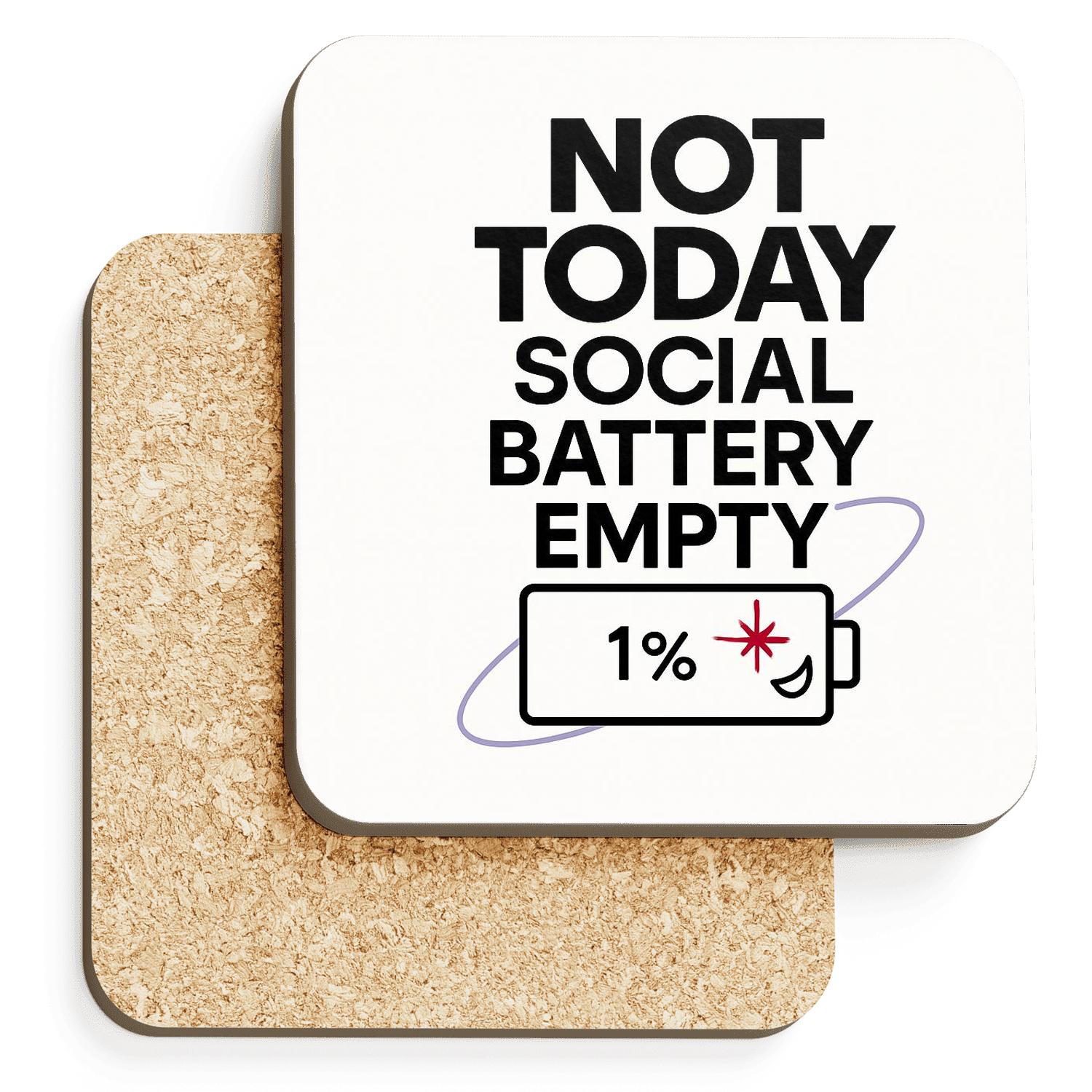 Social Battery Empty But Make It Cosmic elegant tabletop coasters