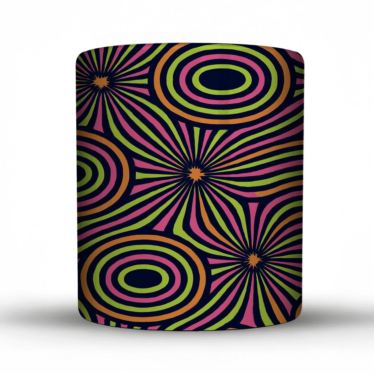 Op Art Pulsar Stripes And Moire Bloom custom printed mugs