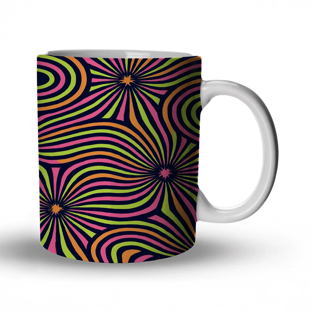 Op Art Pulsar Stripes And Moire Bloom custom printed mugs