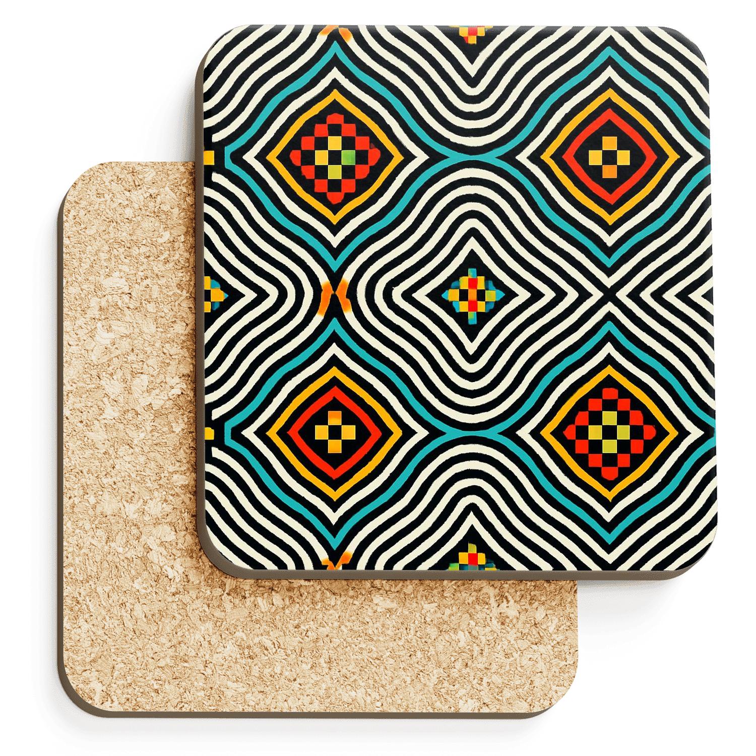 Op Art Huichol Pulse Waves absorbent drink coasters