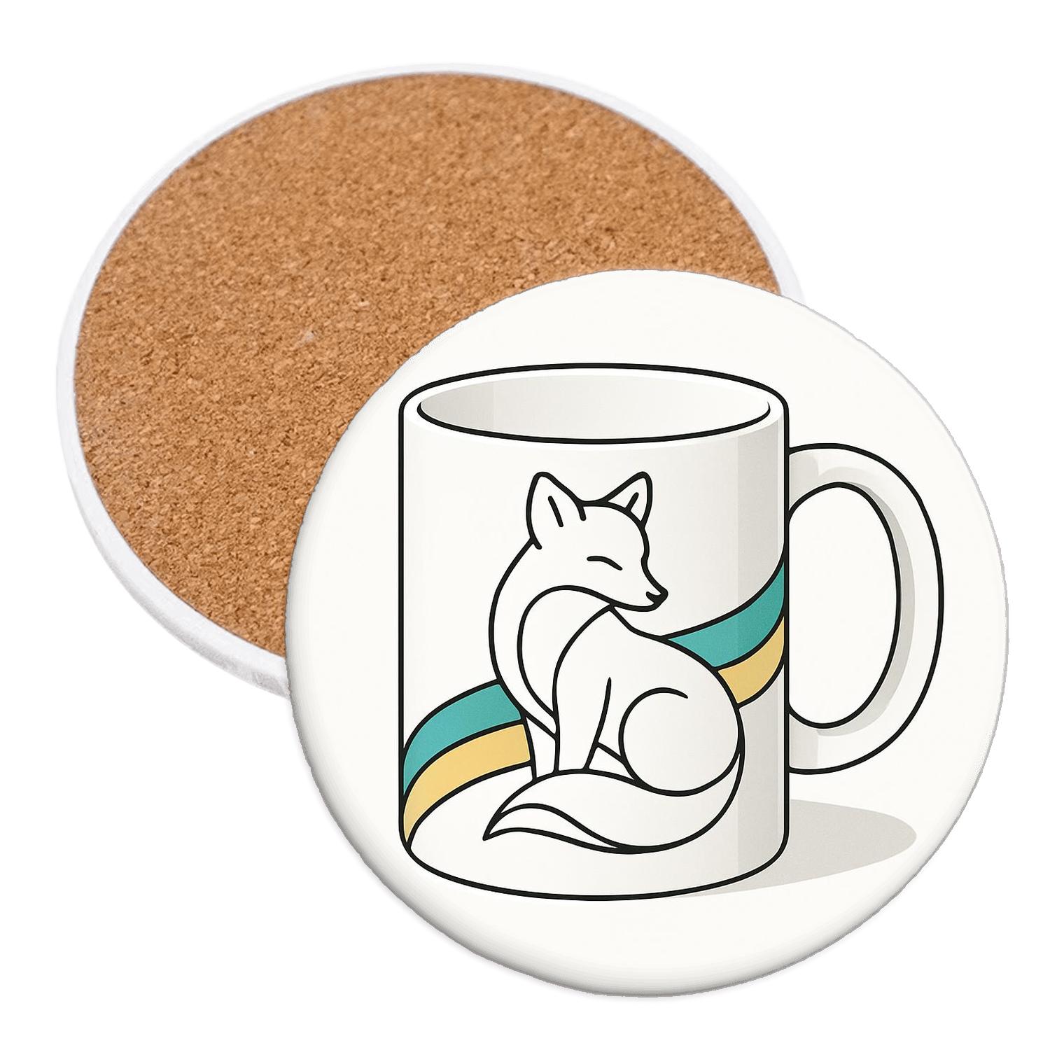 Bauhaus Arctic Fox Ribbon decorative beverage coasters