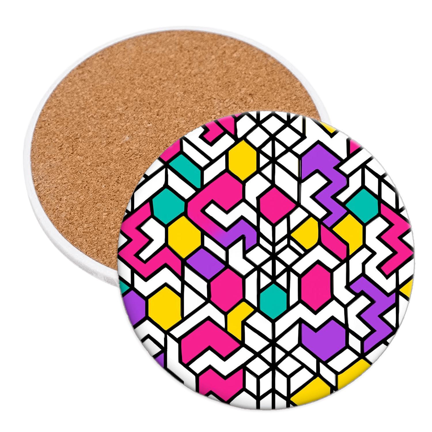 Neon Kumiko Memphis Constellation Lattice stone coaster collections