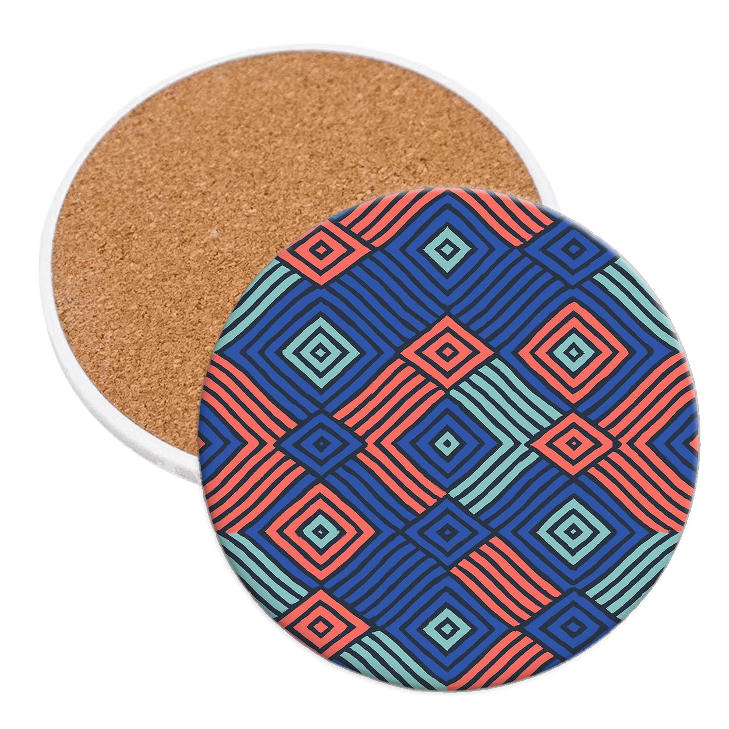 Op Art Andean Stepwave Weave personalized drink coasters