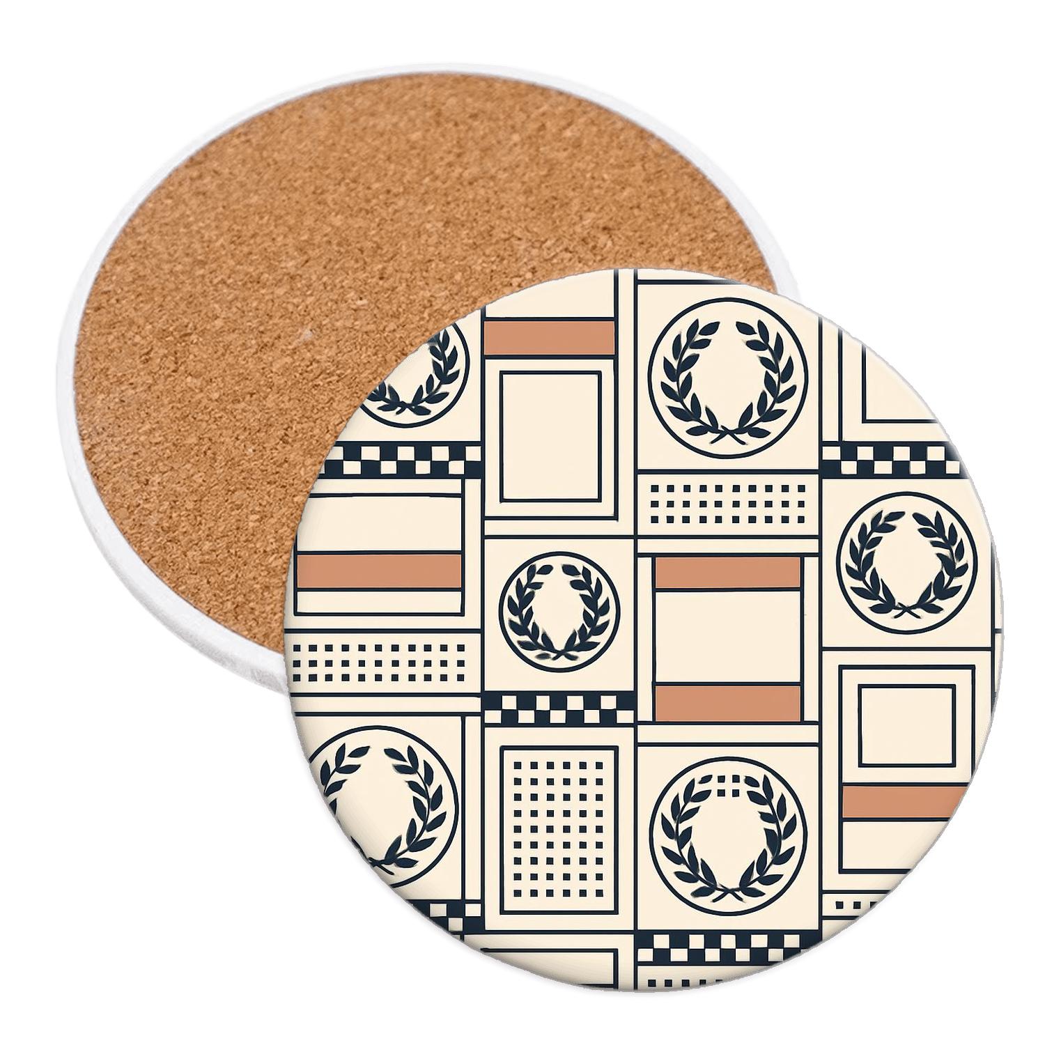 Vienna Secession Geometric Laurel Medallion Repeat coasters for home decor
