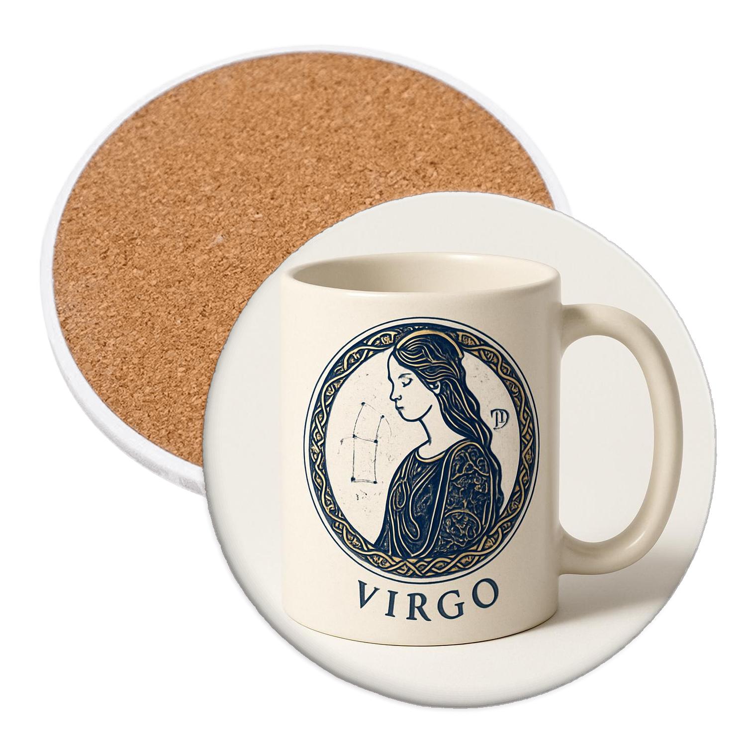 Virgo Celestial Manuscript Maiden Seal wooden table coasters