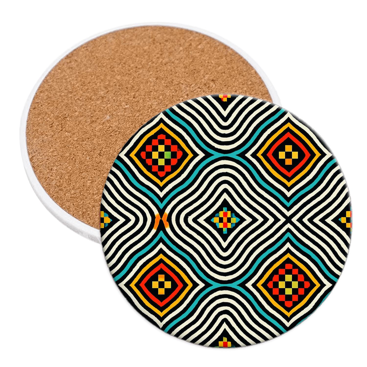 Op Art Huichol Pulse Waves decorative beverage coasters