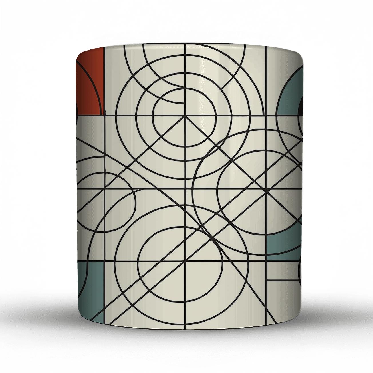 Constructivist Orbit Grid decorative mug sets