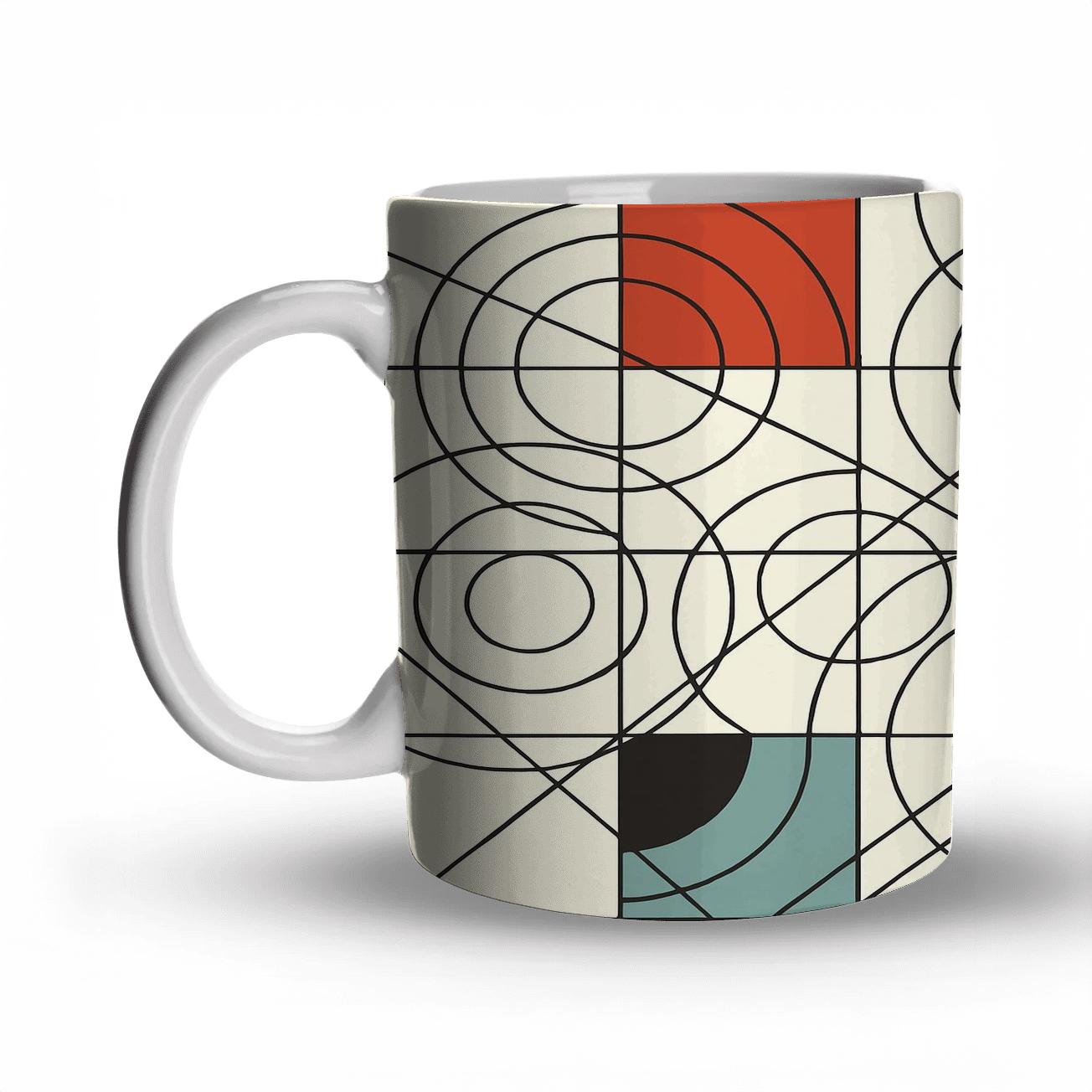 Constructivist Orbit Grid decorative mug sets