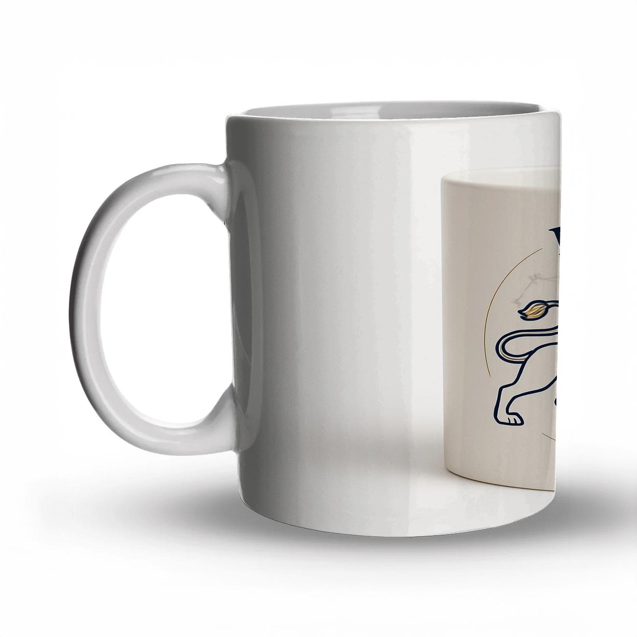 Leo Celestial Heraldry Line Art Mug premium drinkware mugs
