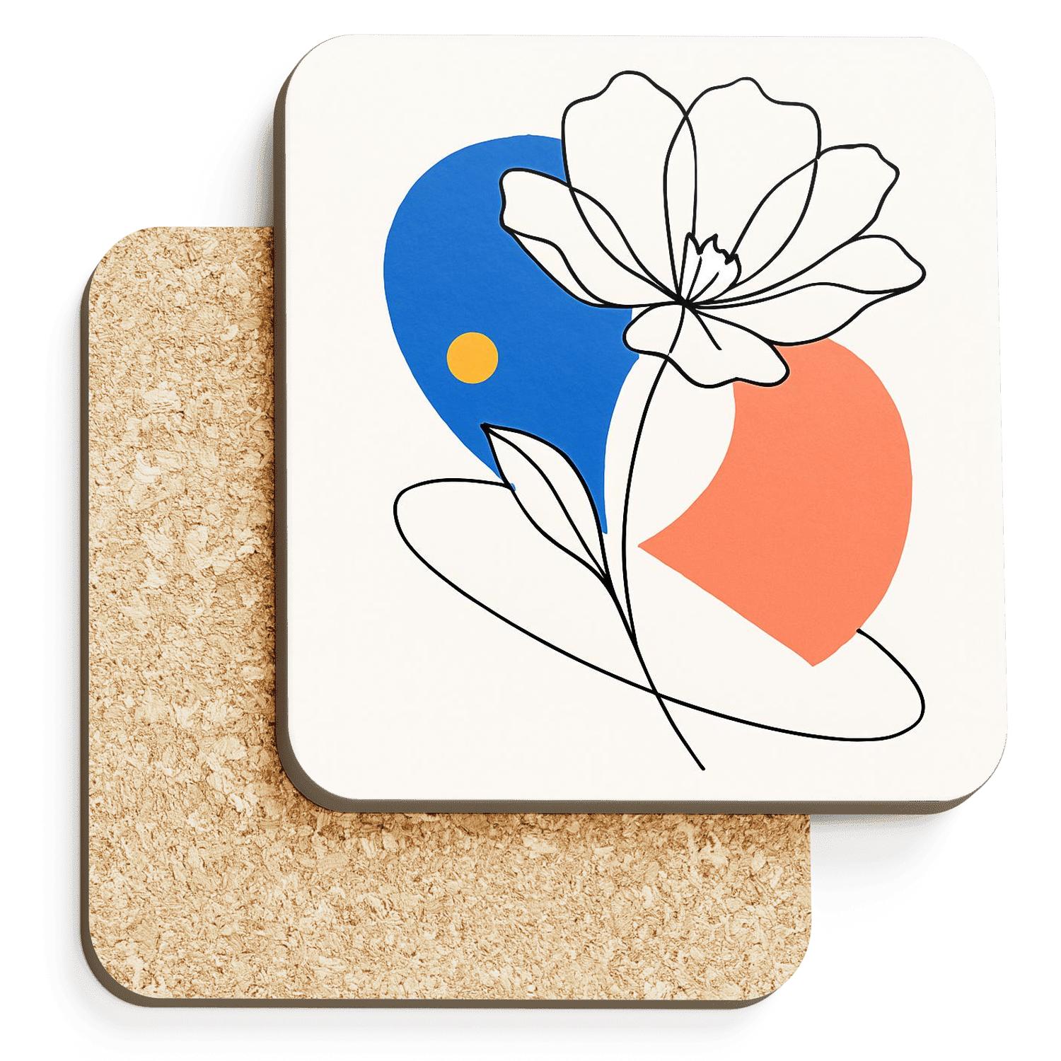 Orbit Bloom Line Art personalized drink coasters