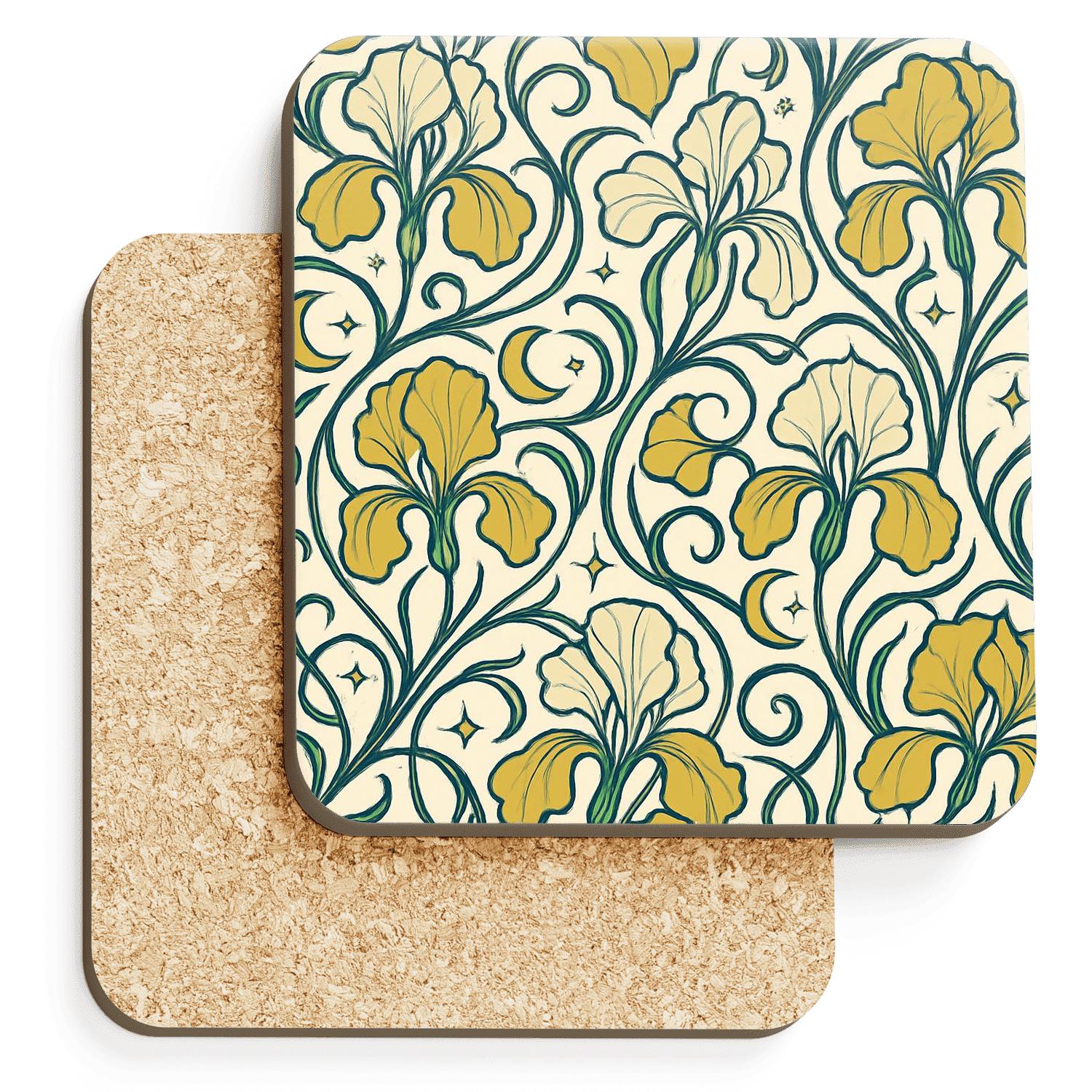 Art Nouveau Celestial Iris Filigree coasters for home decor