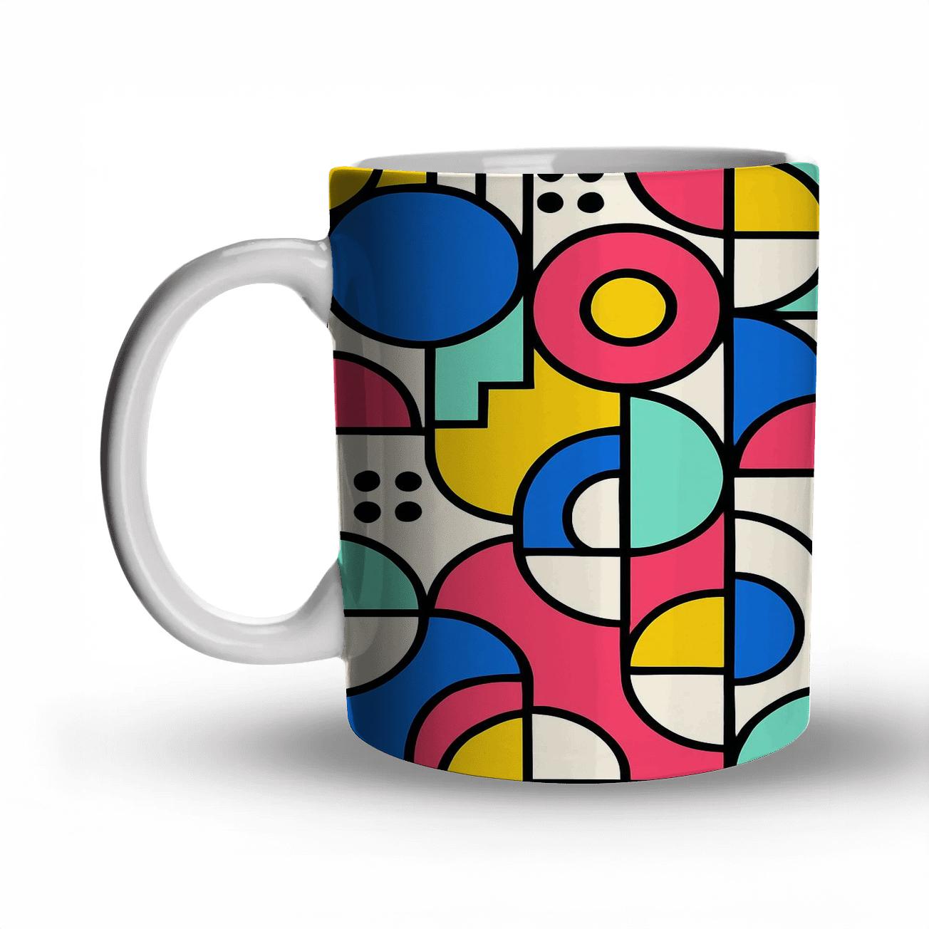 Memphis Bauhaus Orbit Lines novelty coffee mugs
