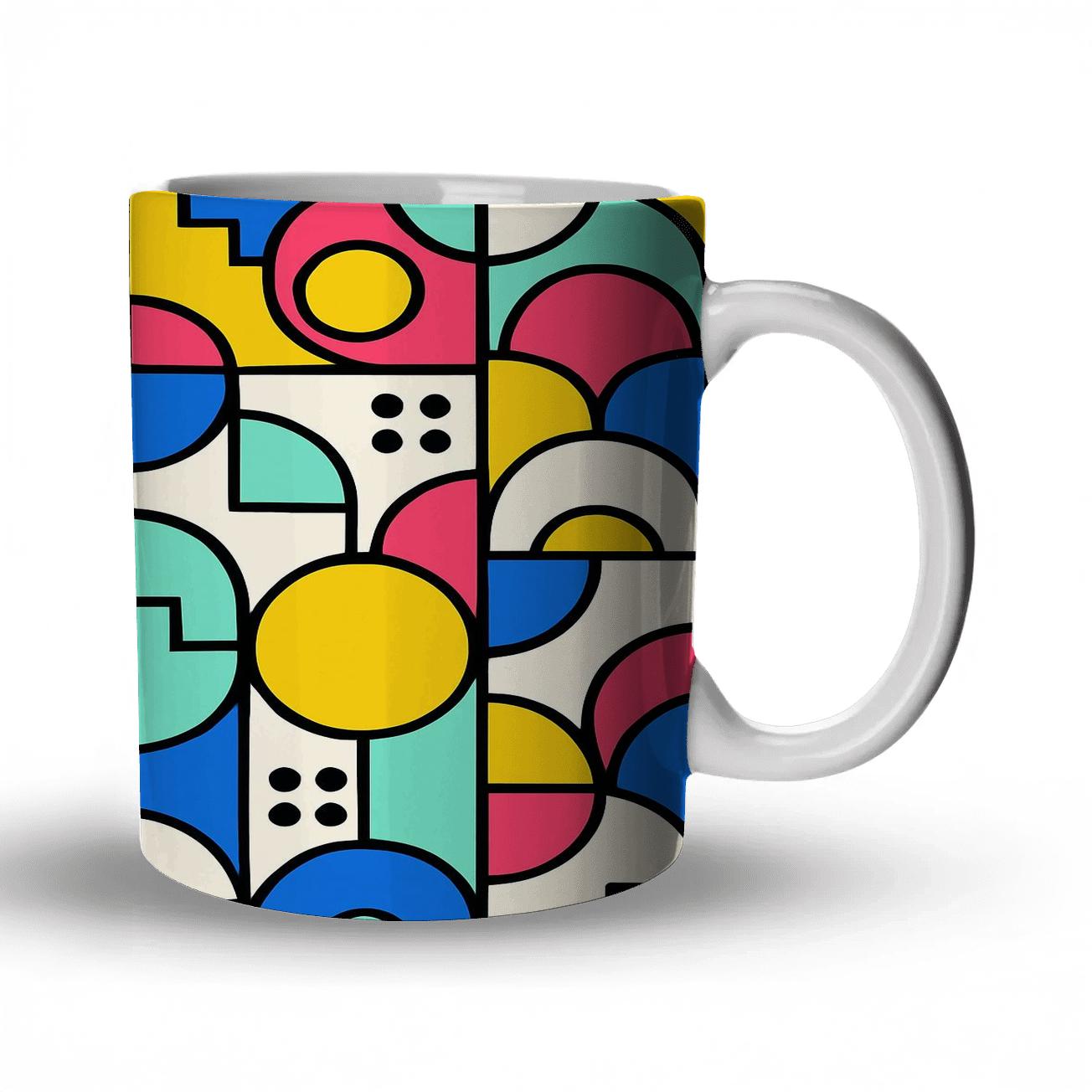 Memphis Bauhaus Orbit Lines novelty coffee mugs