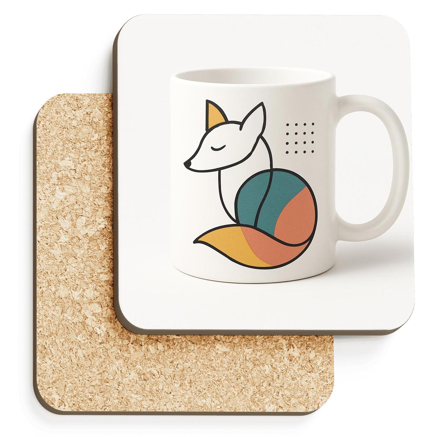 Bauhaus Fox Wrap Line Art Mug coasters for home decor