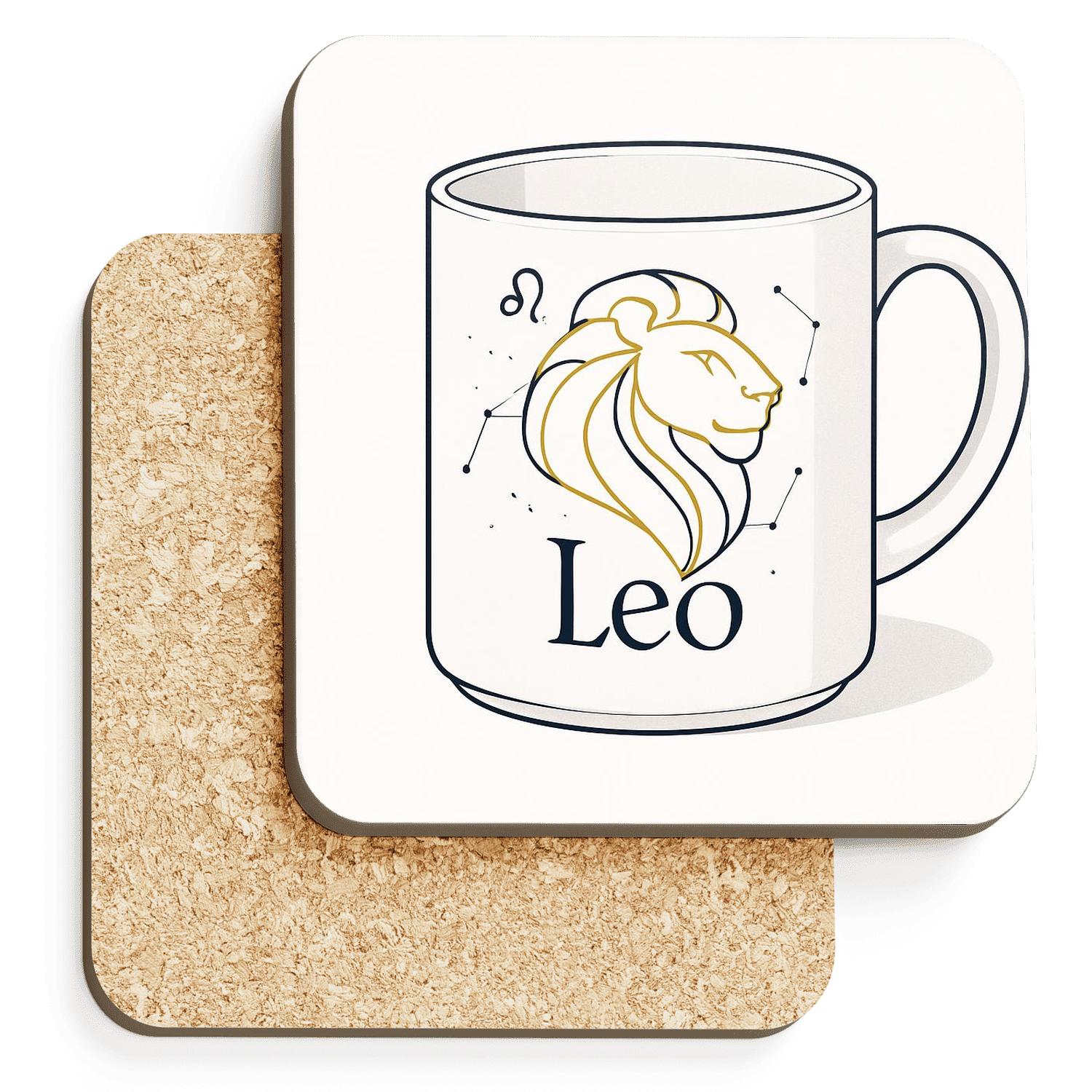 Leo Solar Regalia Constellation Line Art cork coaster sets