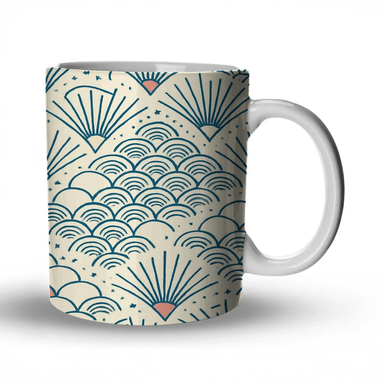 Edo Katazome Comet Scales And Art Deco Fans insulated thermal mugs