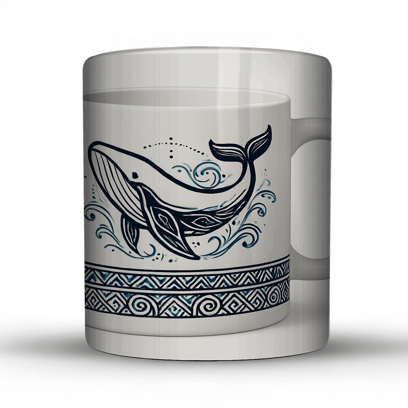 Voyager Art Nouveau Whale Linework personalized mugs