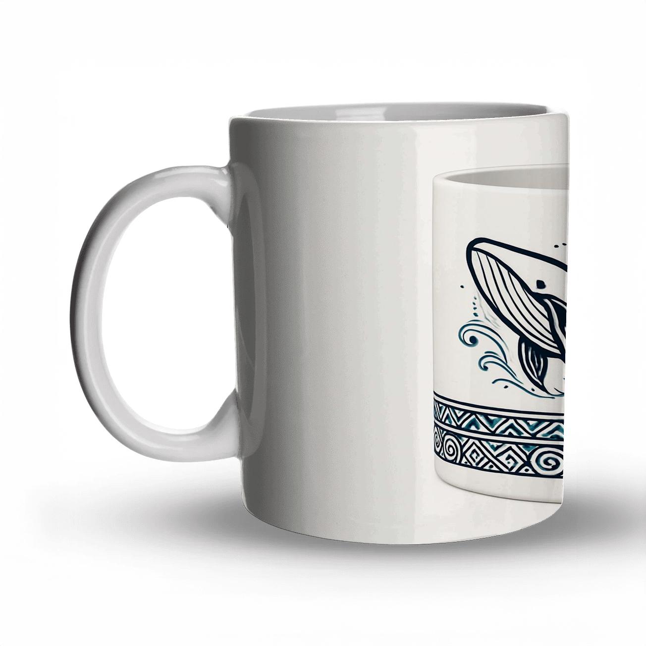 Voyager Art Nouveau Whale Linework personalized mugs