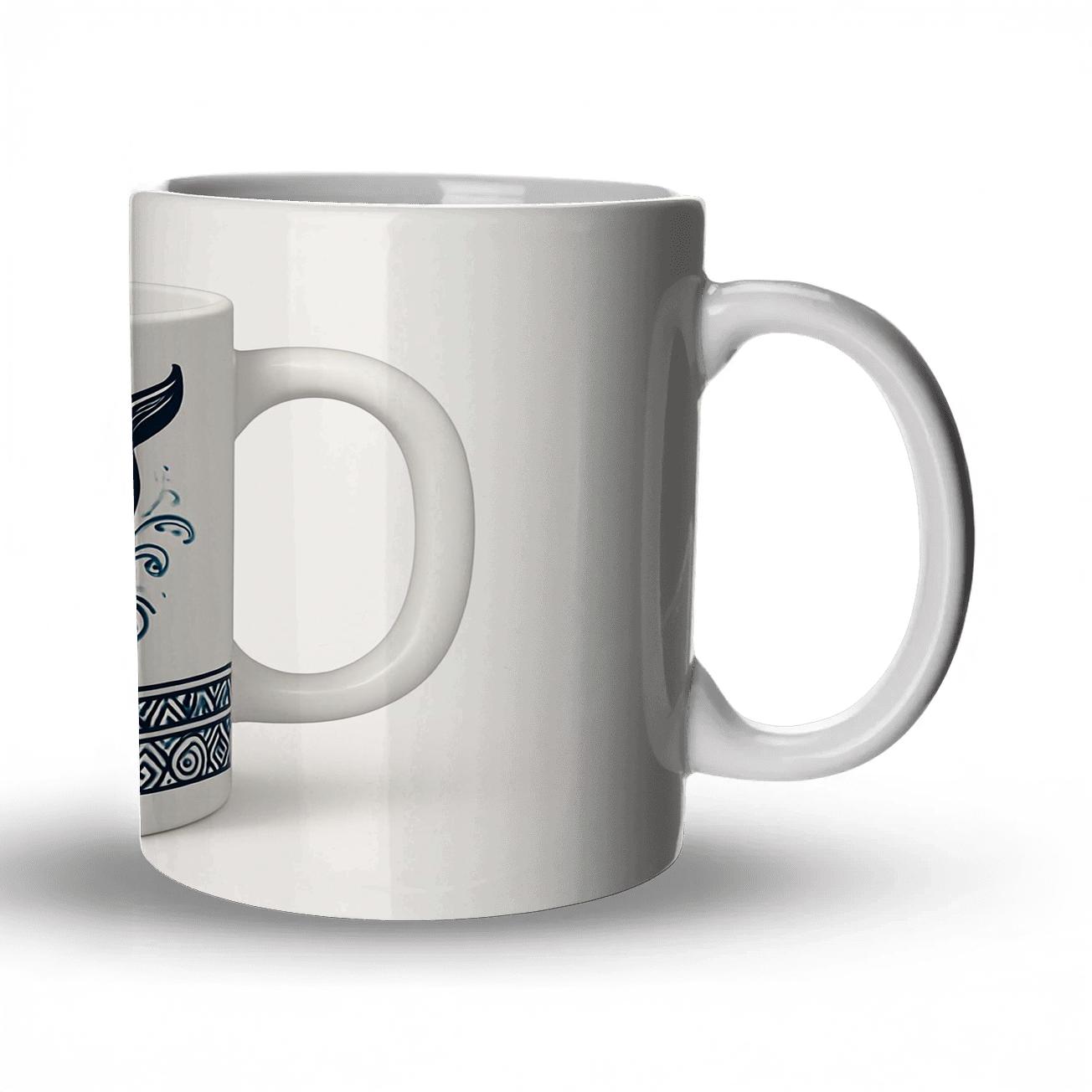 Voyager Art Nouveau Whale Linework personalized mugs