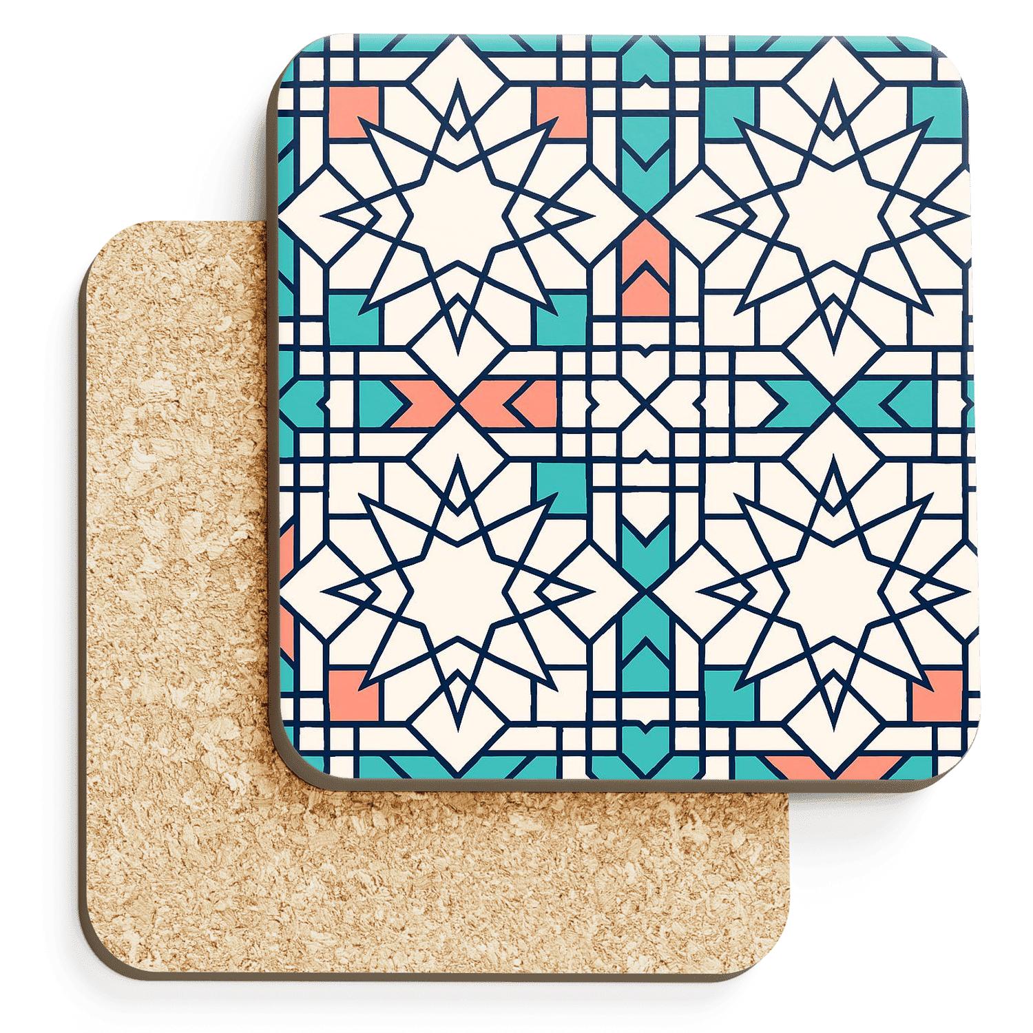 Islamic Girih Star Weave Nebula elegant tabletop coasters