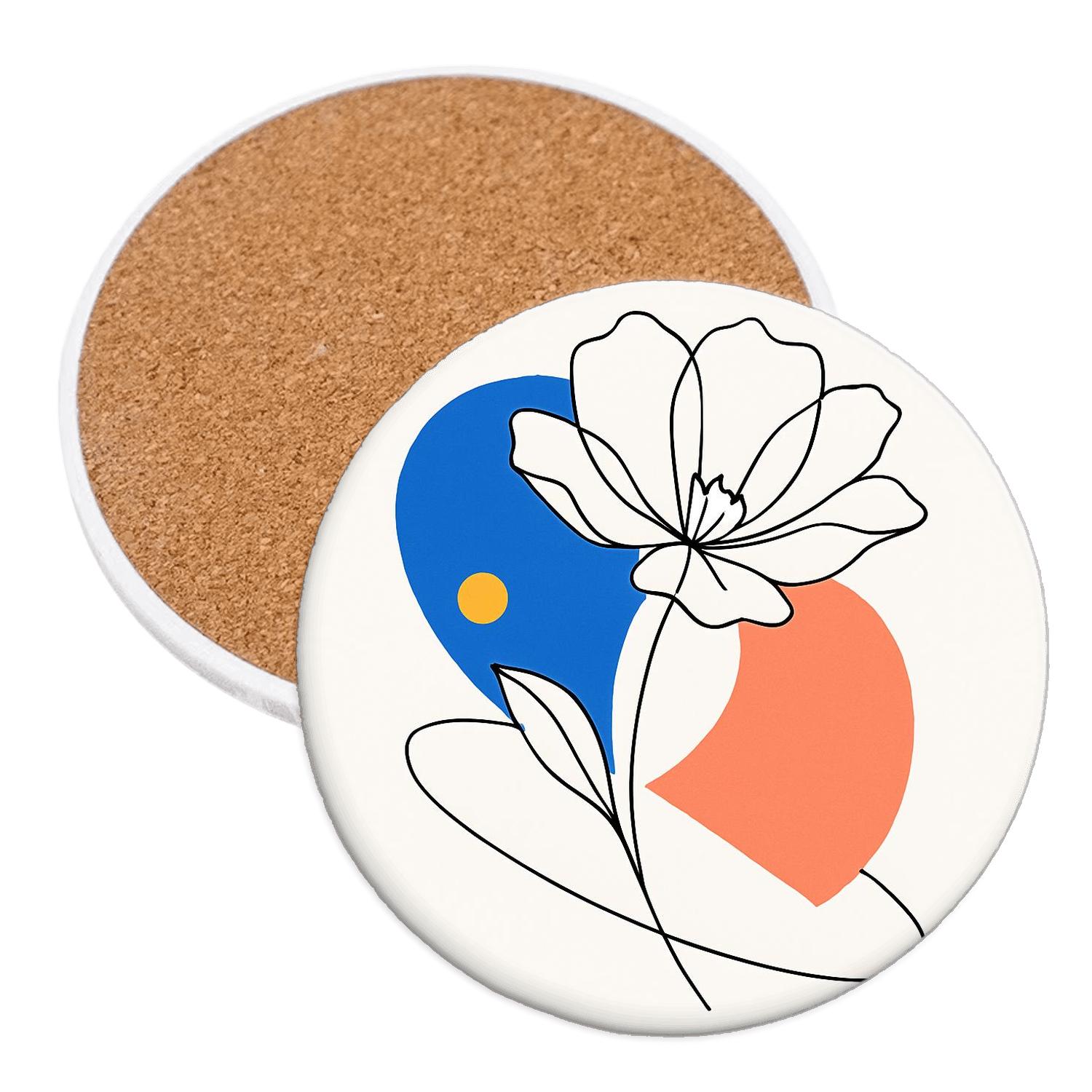 Orbit Bloom Line Art custom engraved coasters