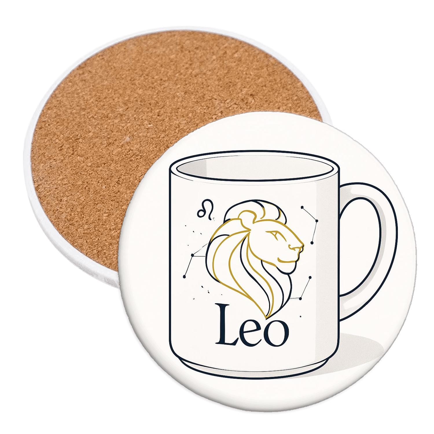 Leo Solar Regalia Constellation Line Art wooden table coasters