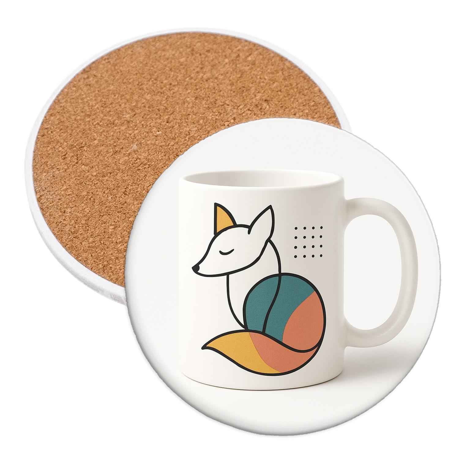 Bauhaus Fox Wrap Line Art Mug custom engraved coasters