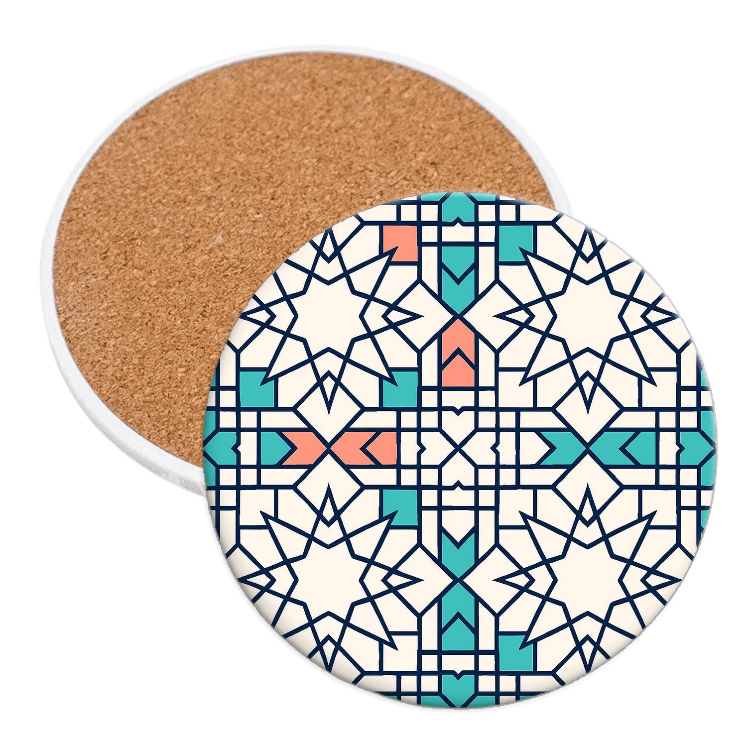 Islamic Girih Star Weave Nebula coasters for home decor