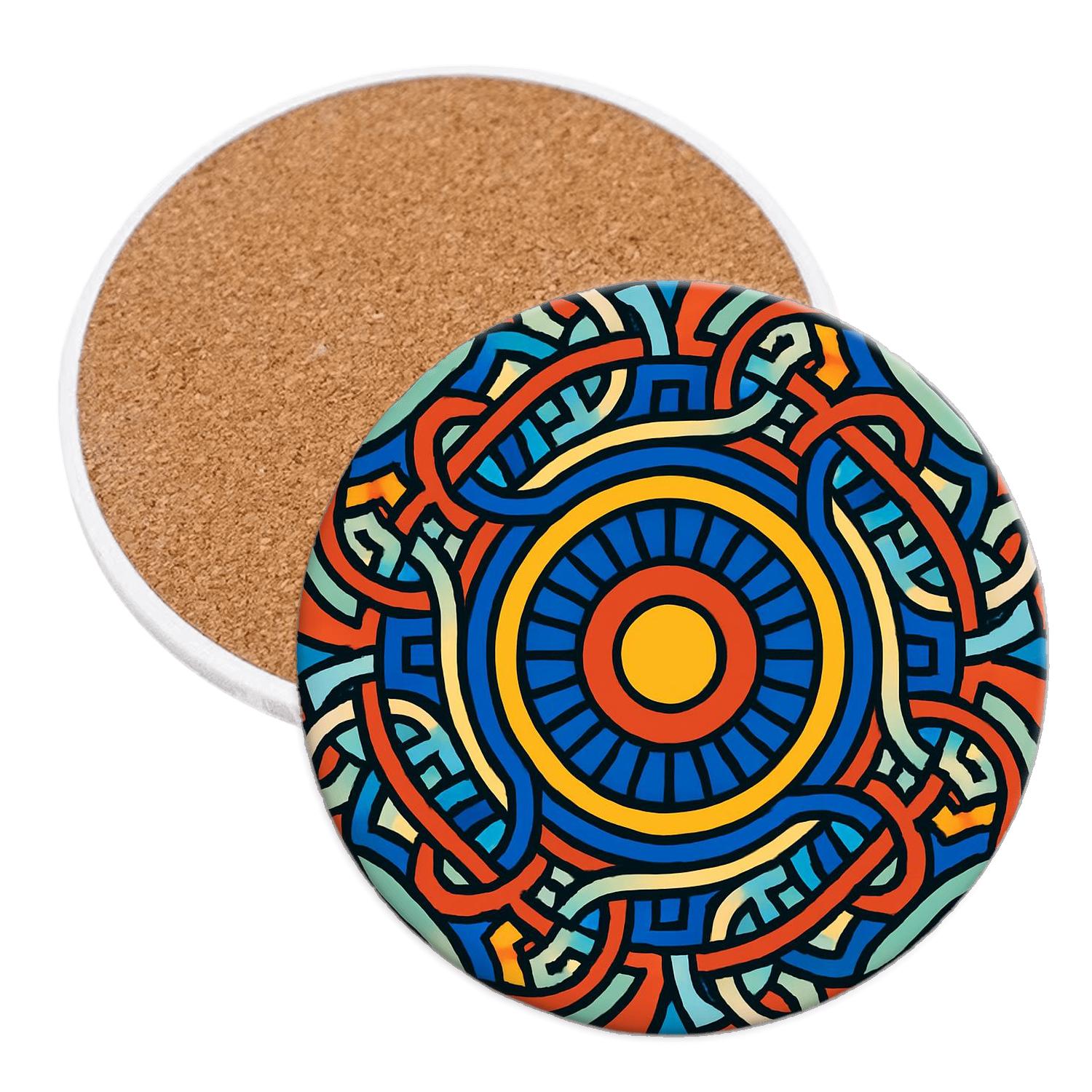 Orphic Sunburst Glyph Weave personalized drink coasters