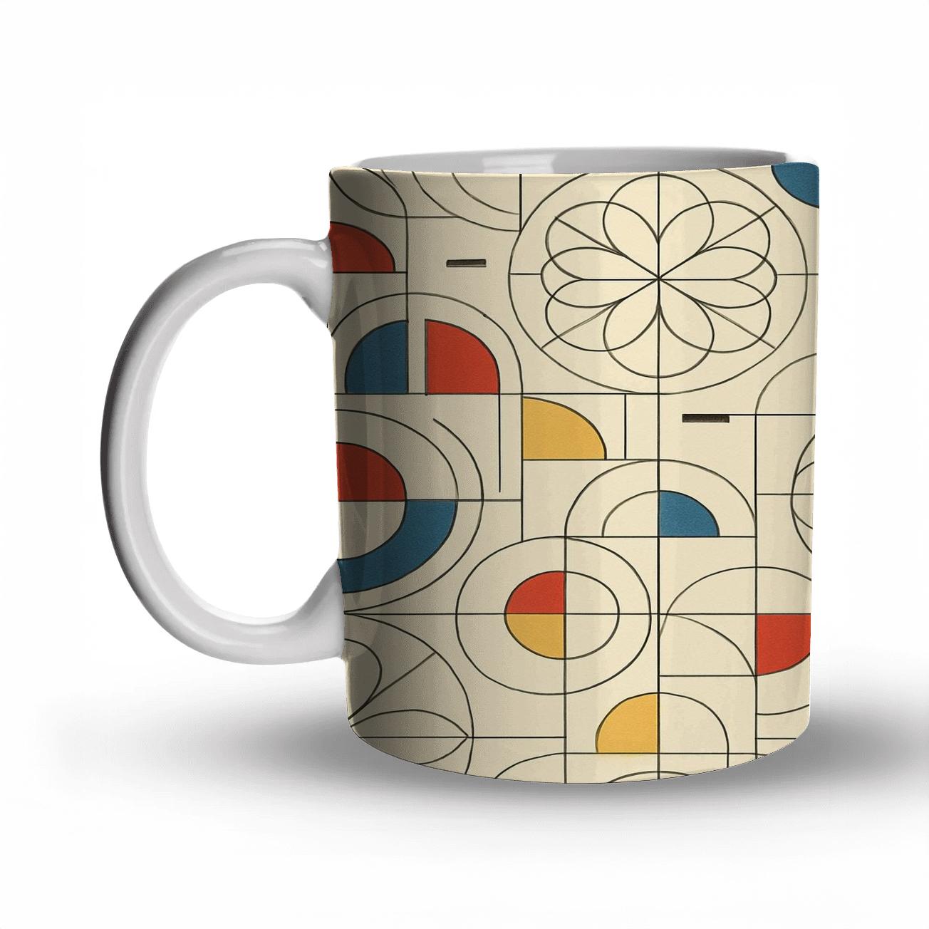 Bauhaus Weimar Linework Rosette Pattern custom printed mugs