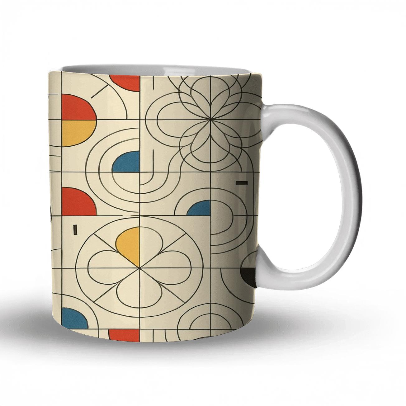 Bauhaus Weimar Linework Rosette Pattern custom printed mugs