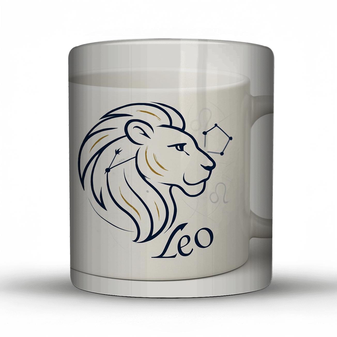 Leo Solar Roar Line Art Mug Design travel mugs with handles