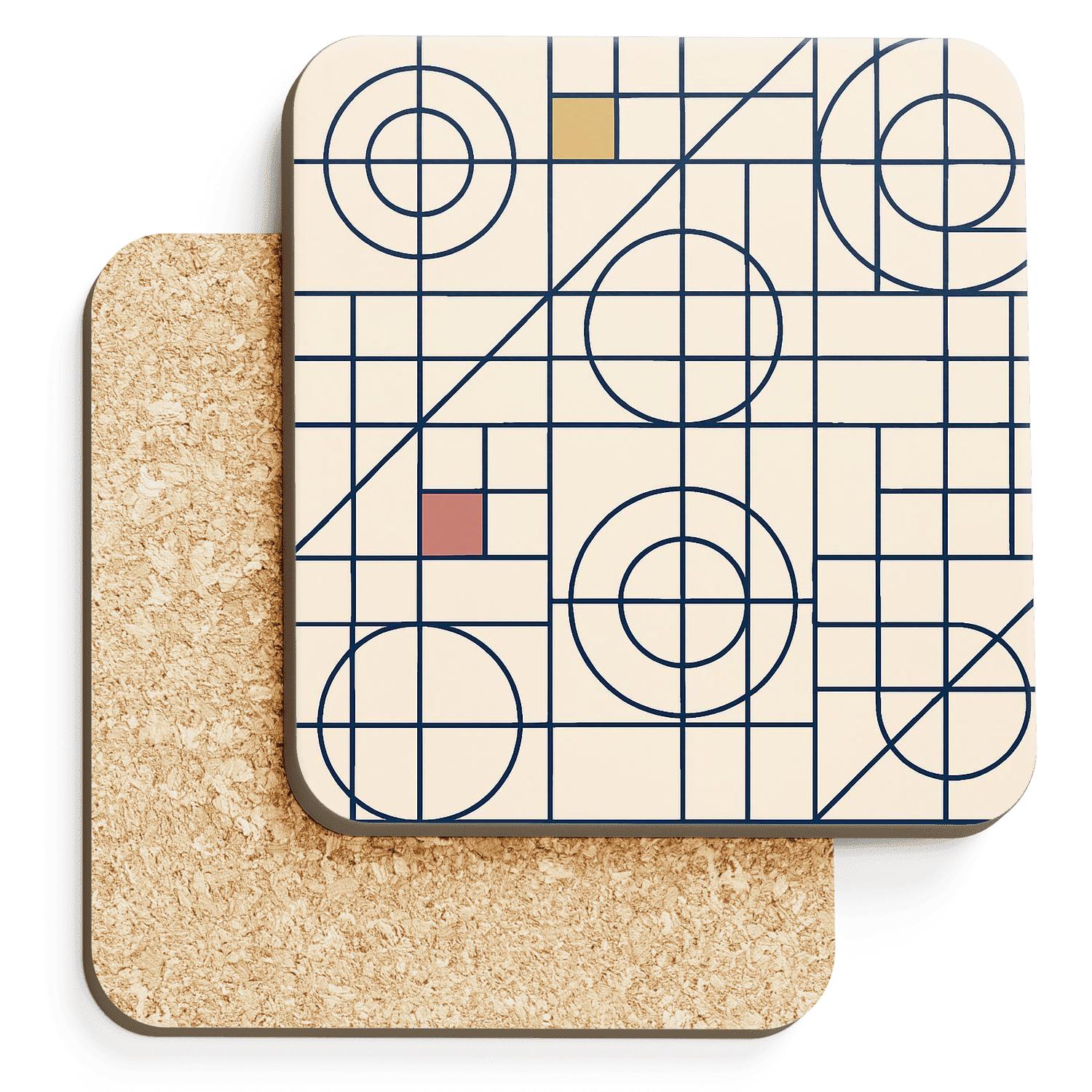 Bauhaus Harmonic Orbit Grid personalized drink coasters