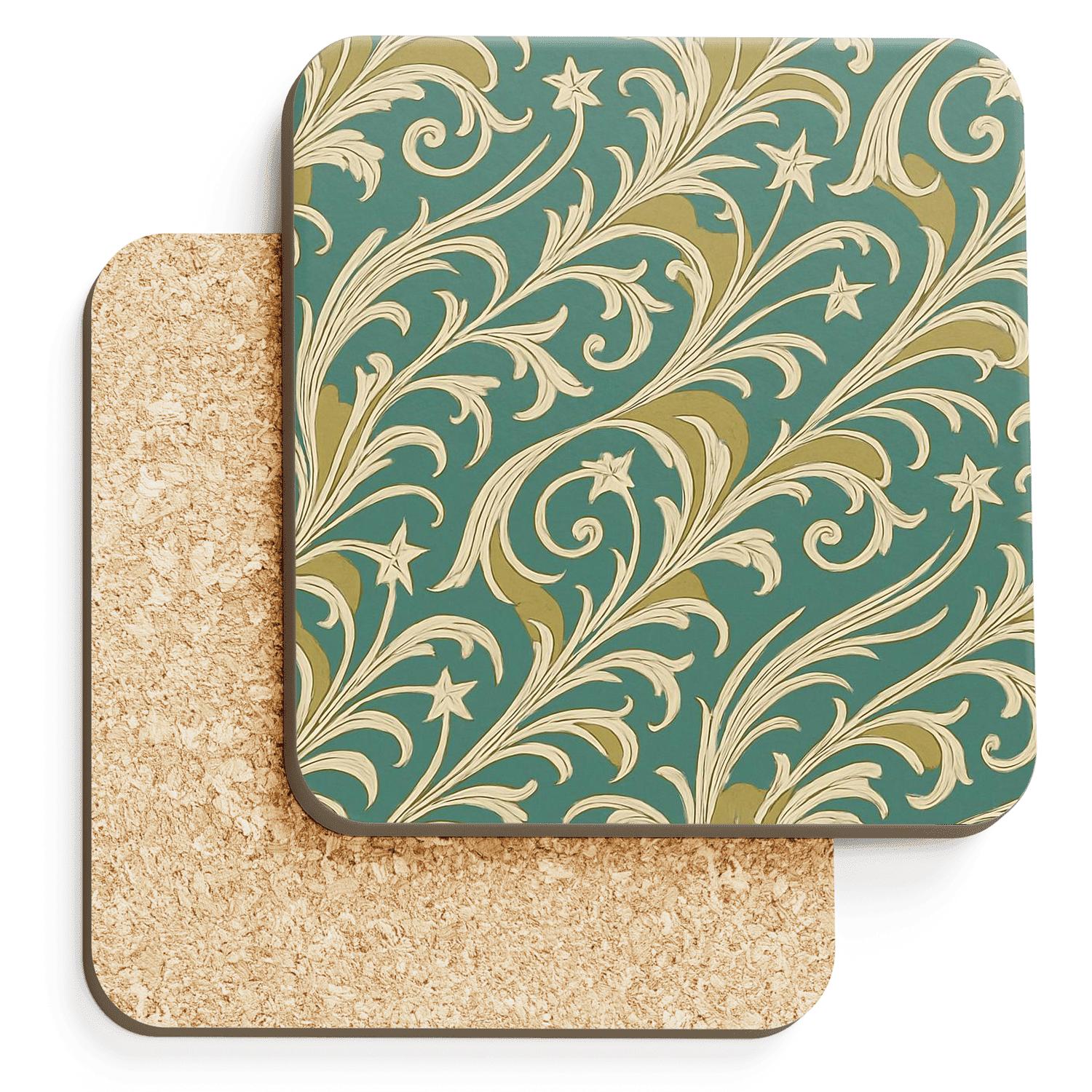 Art Nouveau Comet Vine Filigree personalized drink coasters