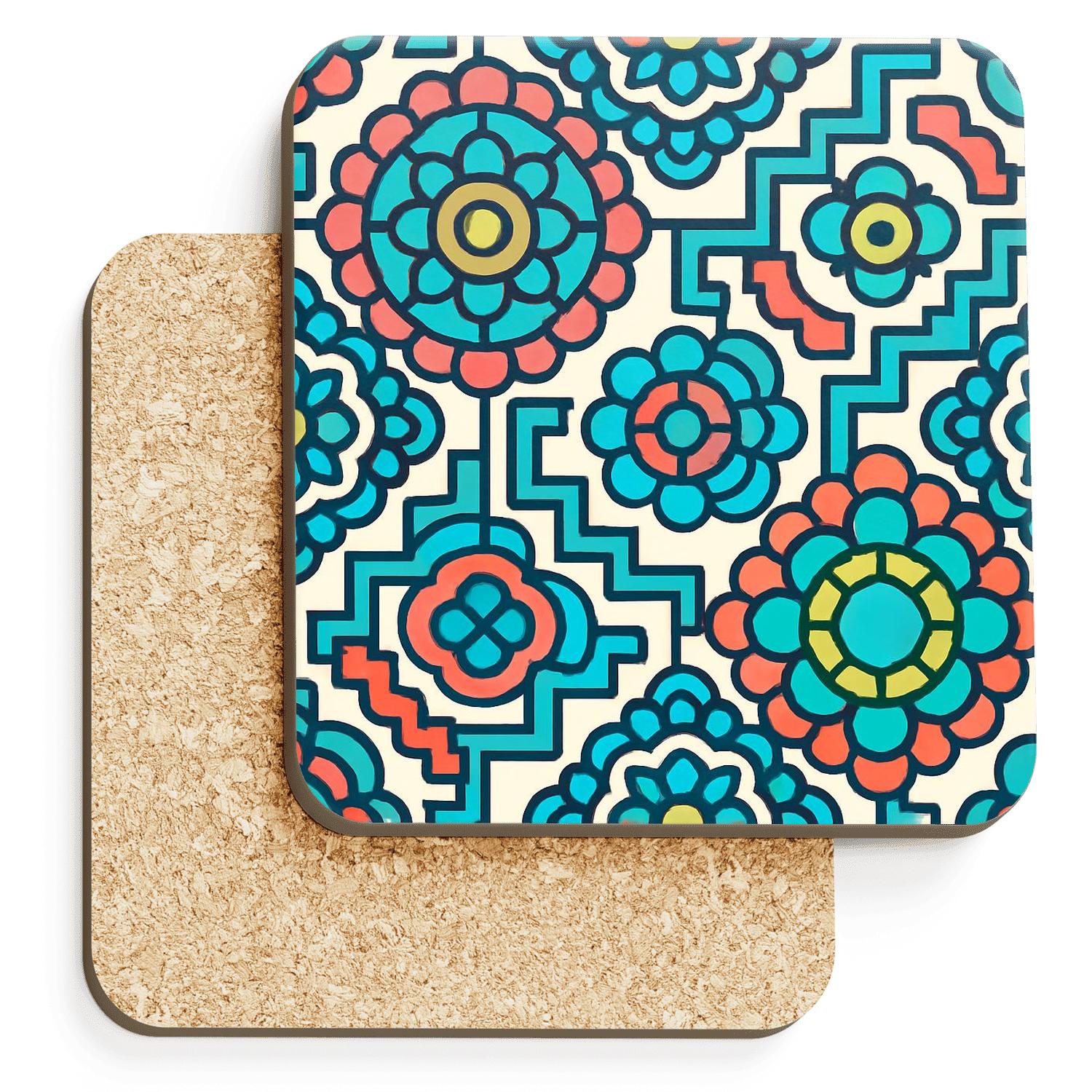 Neon Mandala Transit Weave personalized drink coasters