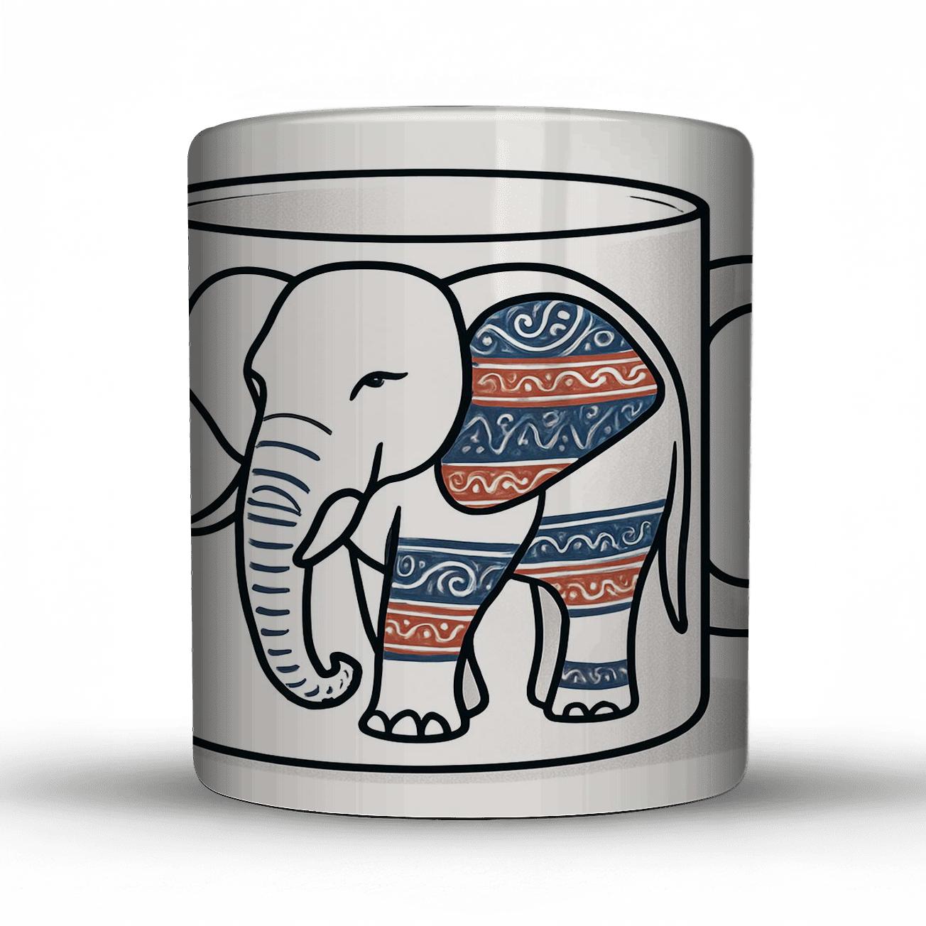 Temple Elephant Ainu Pattern Minimal Line gift mugs for occasions