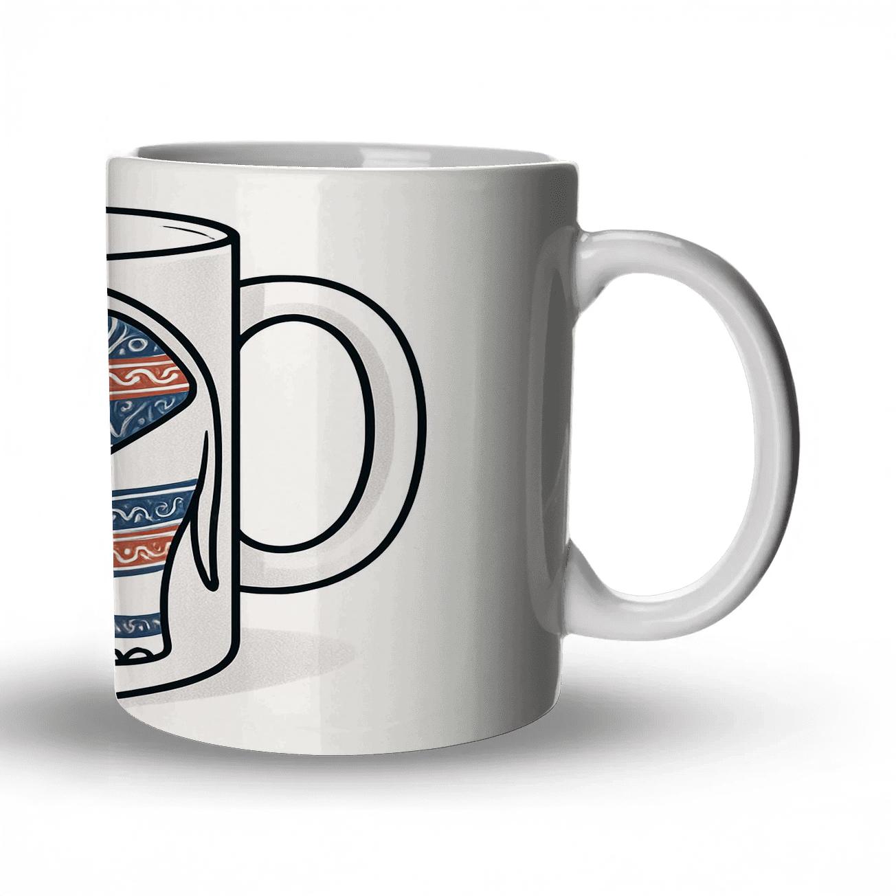 Temple Elephant Ainu Pattern Minimal Line gift mugs for occasions
