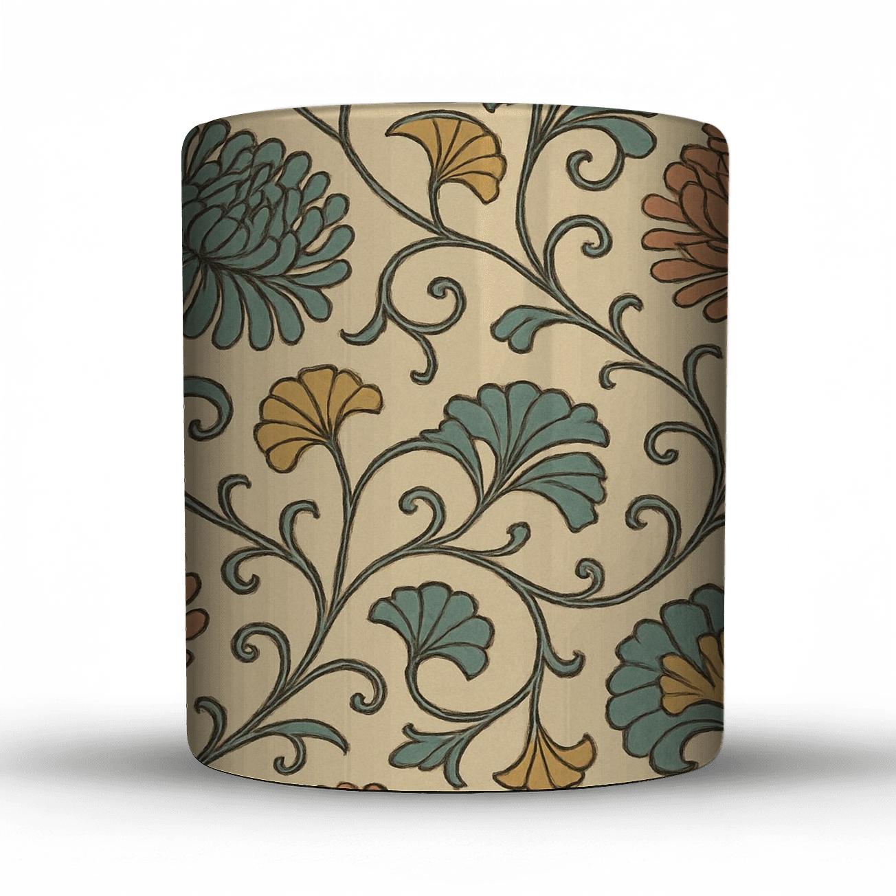 Arts And Crafts Japonisme Botanical Scrollwork novelty coffee mugs