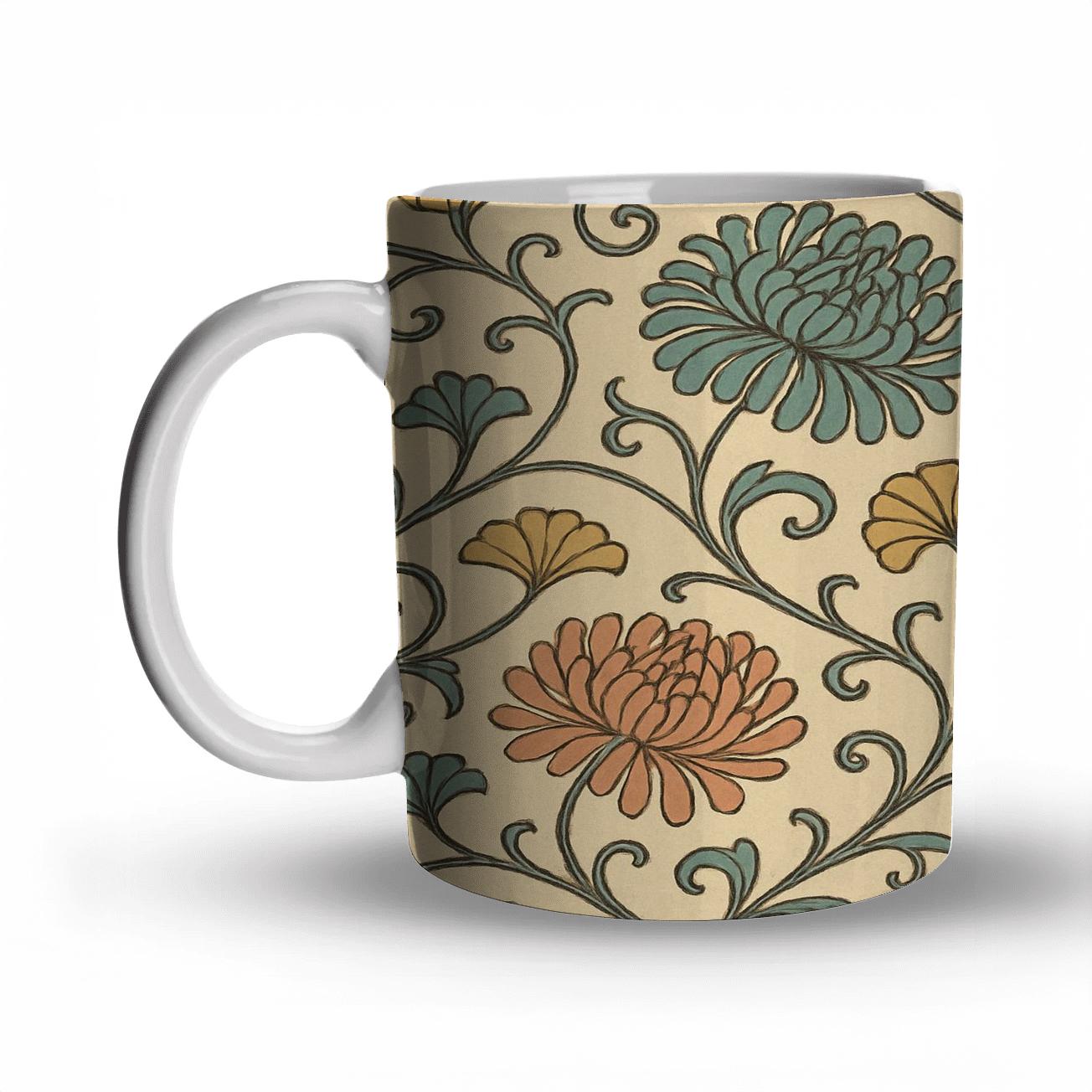 Arts And Crafts Japonisme Botanical Scrollwork novelty coffee mugs