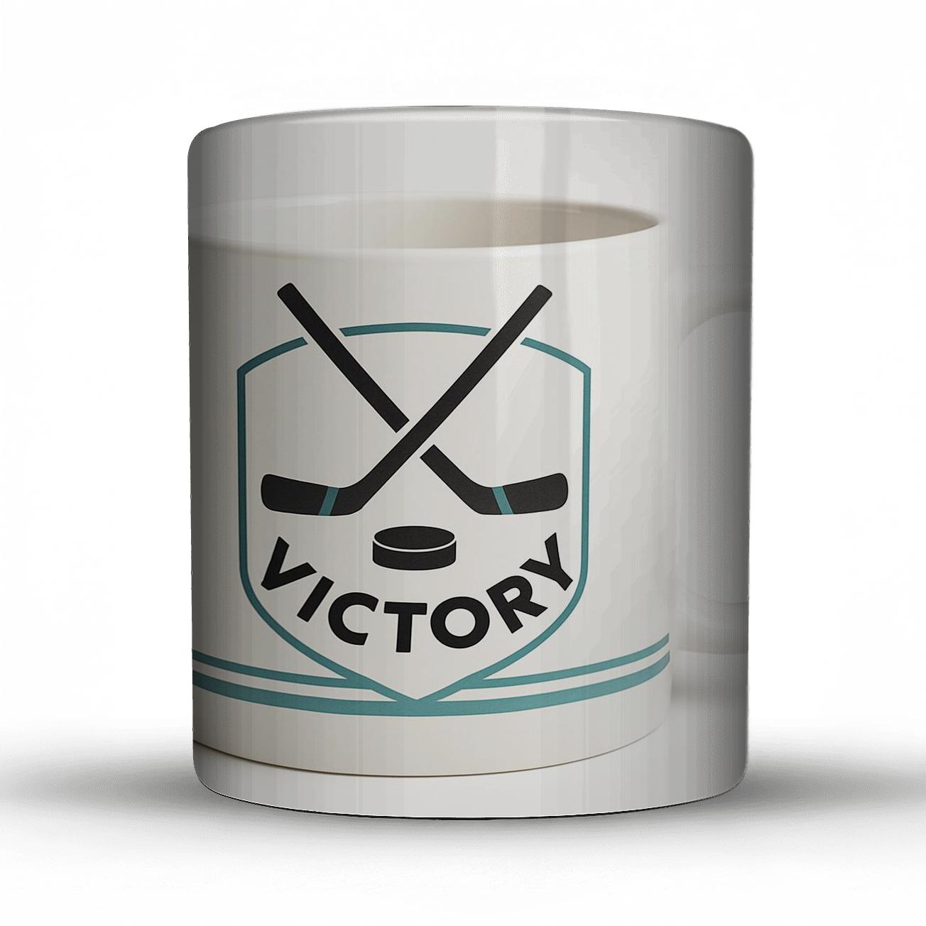 Hockey Crossed Sticks Victory Crest Mug Line Art travel mugs with handles