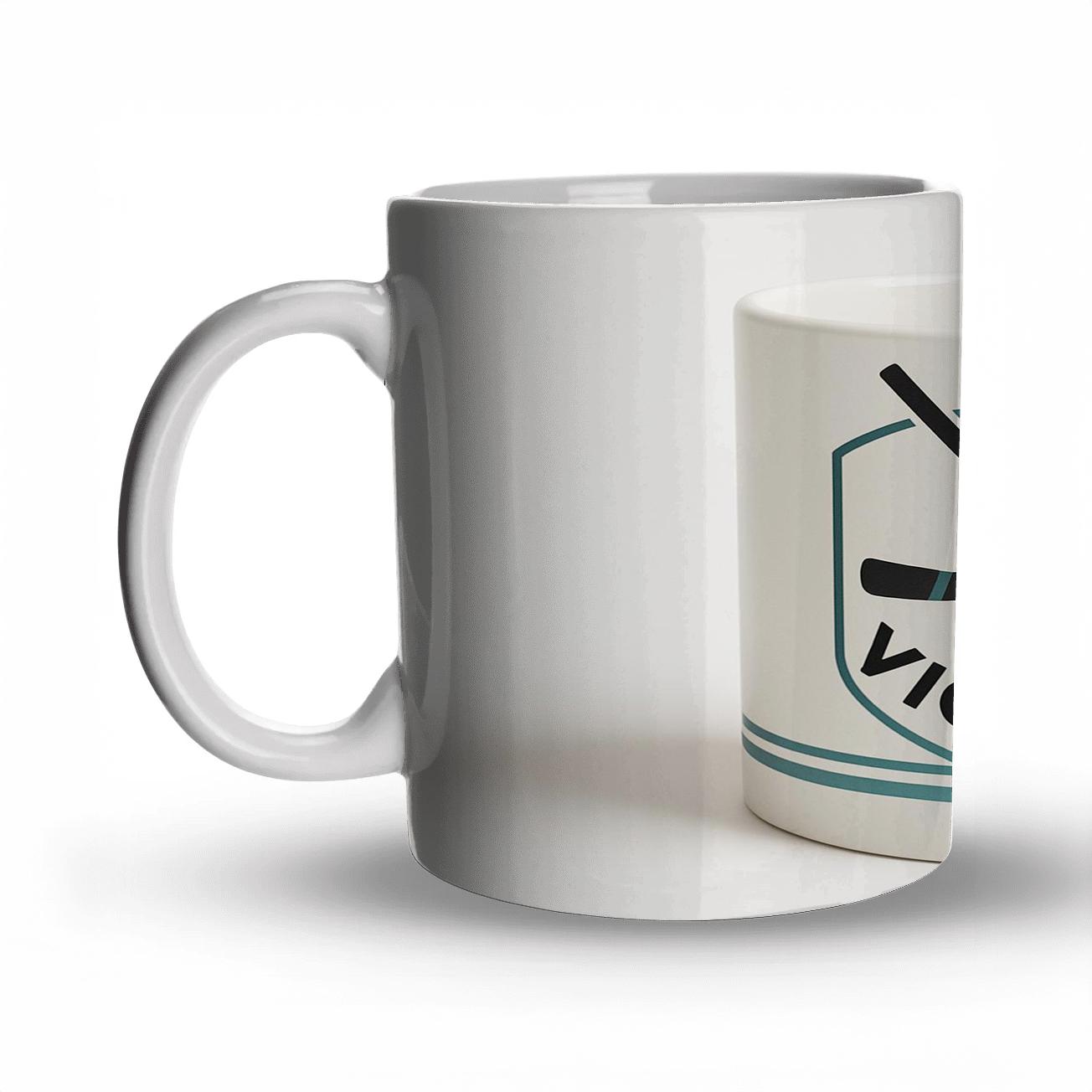 Hockey Crossed Sticks Victory Crest Mug Line Art travel mugs with handles