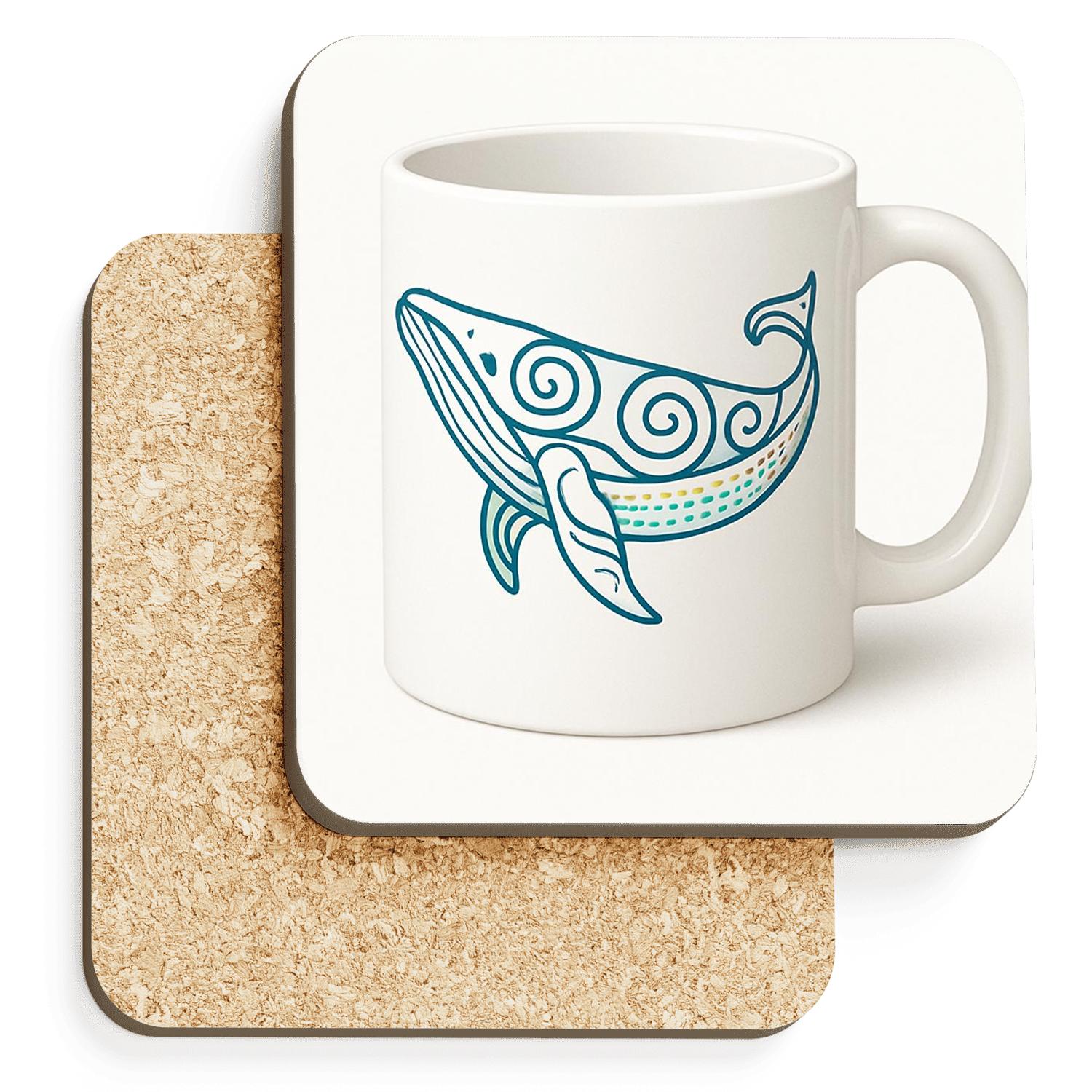 Maori Koru Humpback Whale Minimal Line Art Mug Pattern decorative beverage coasters