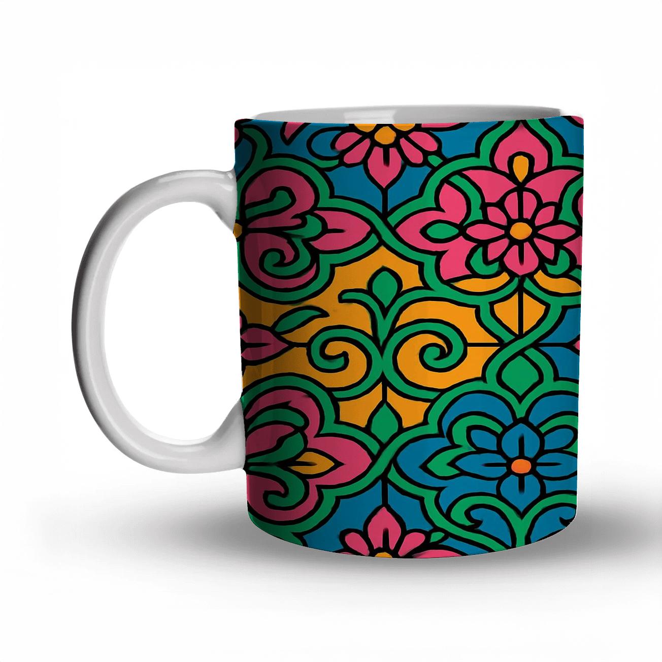 Mughal Neon Arabesque Starflow custom printed mugs