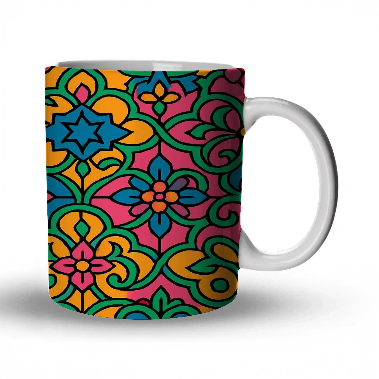 Mughal Neon Arabesque Starflow custom printed mugs