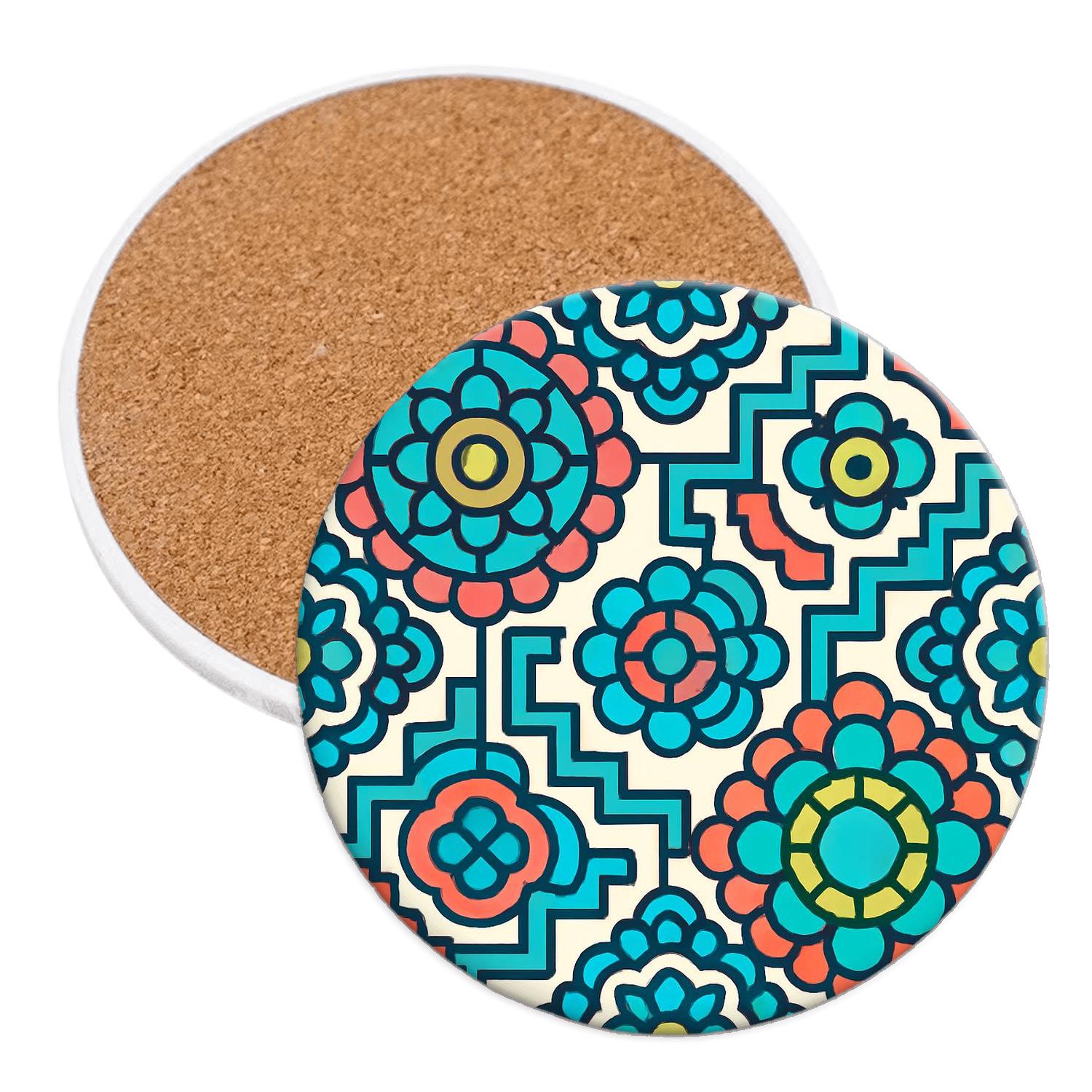 Neon Mandala Transit Weave decorative beverage coasters
