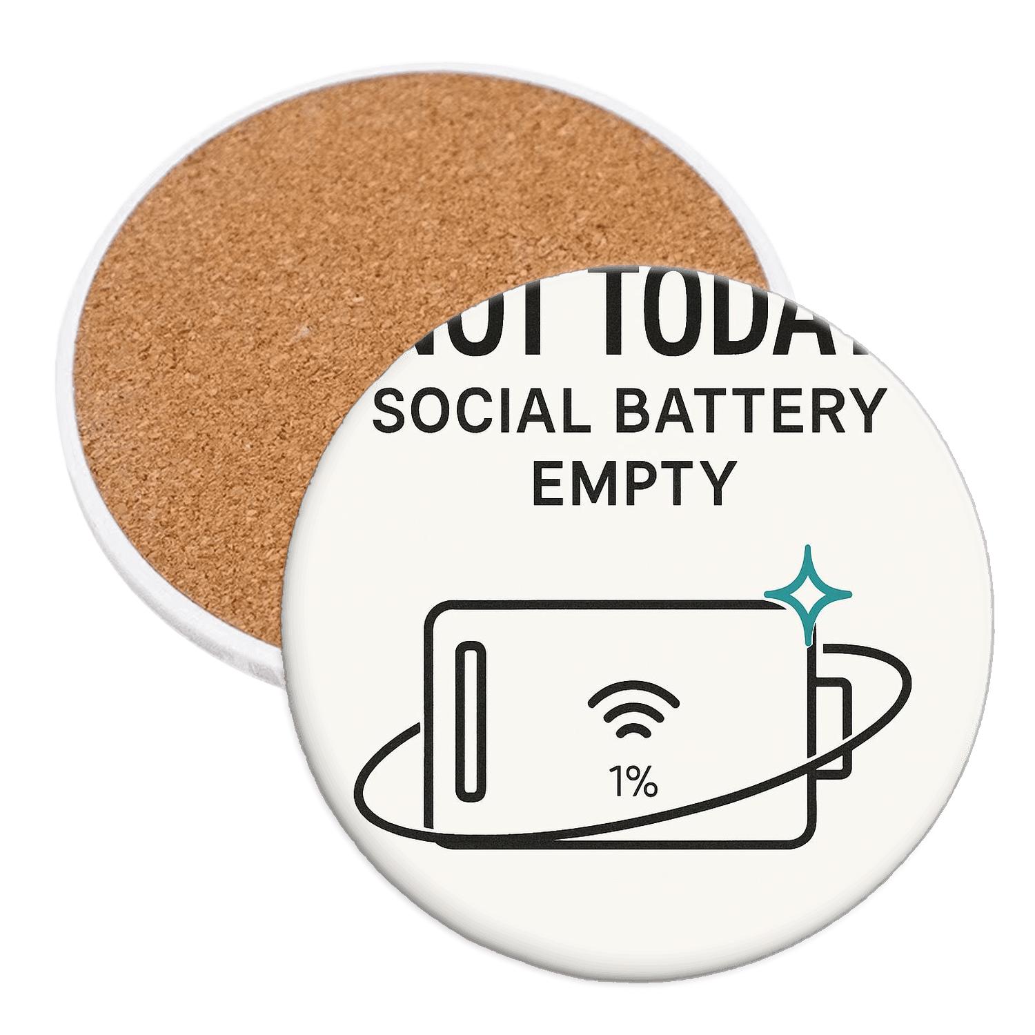 Low Social Battery Cosmic Mode personalized drink coasters