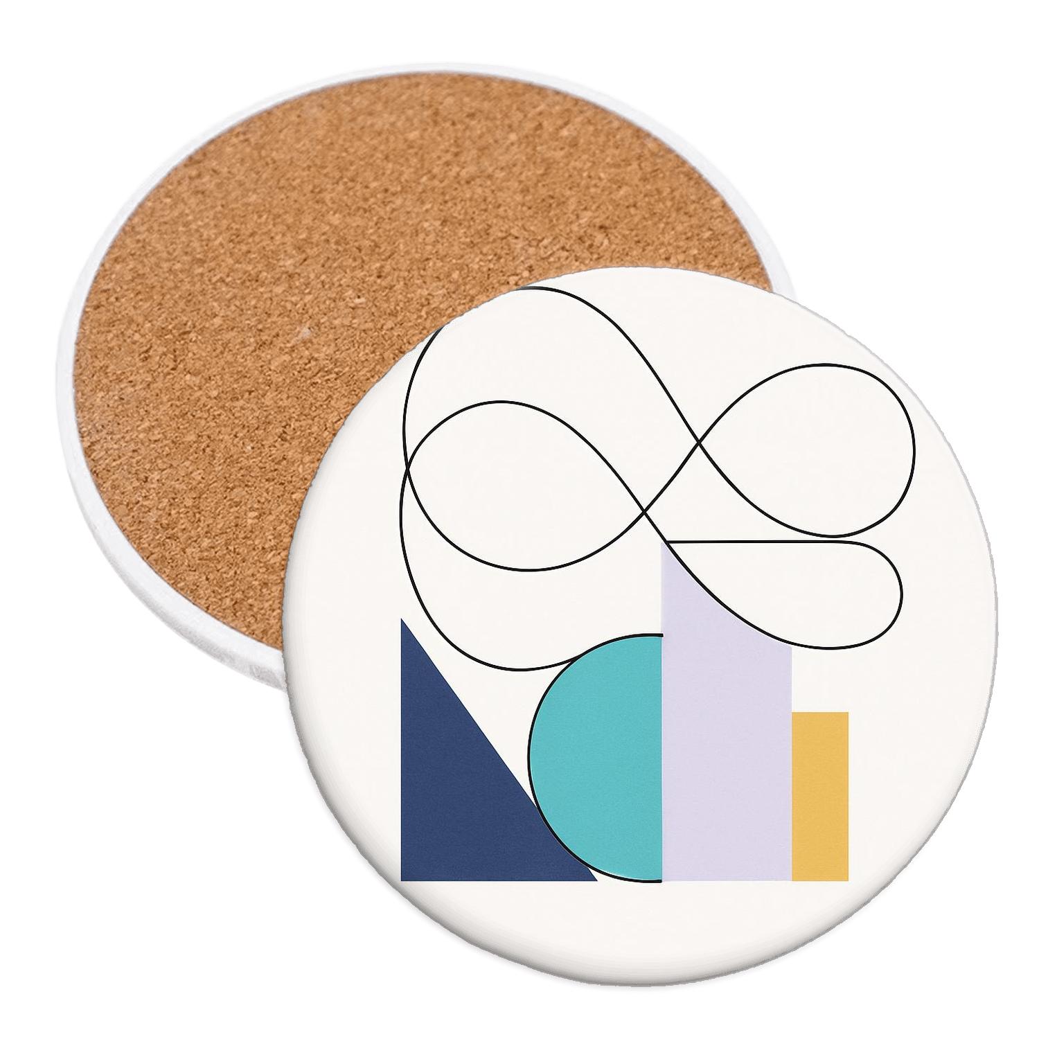 Tidal Geometry Flow cork coaster sets