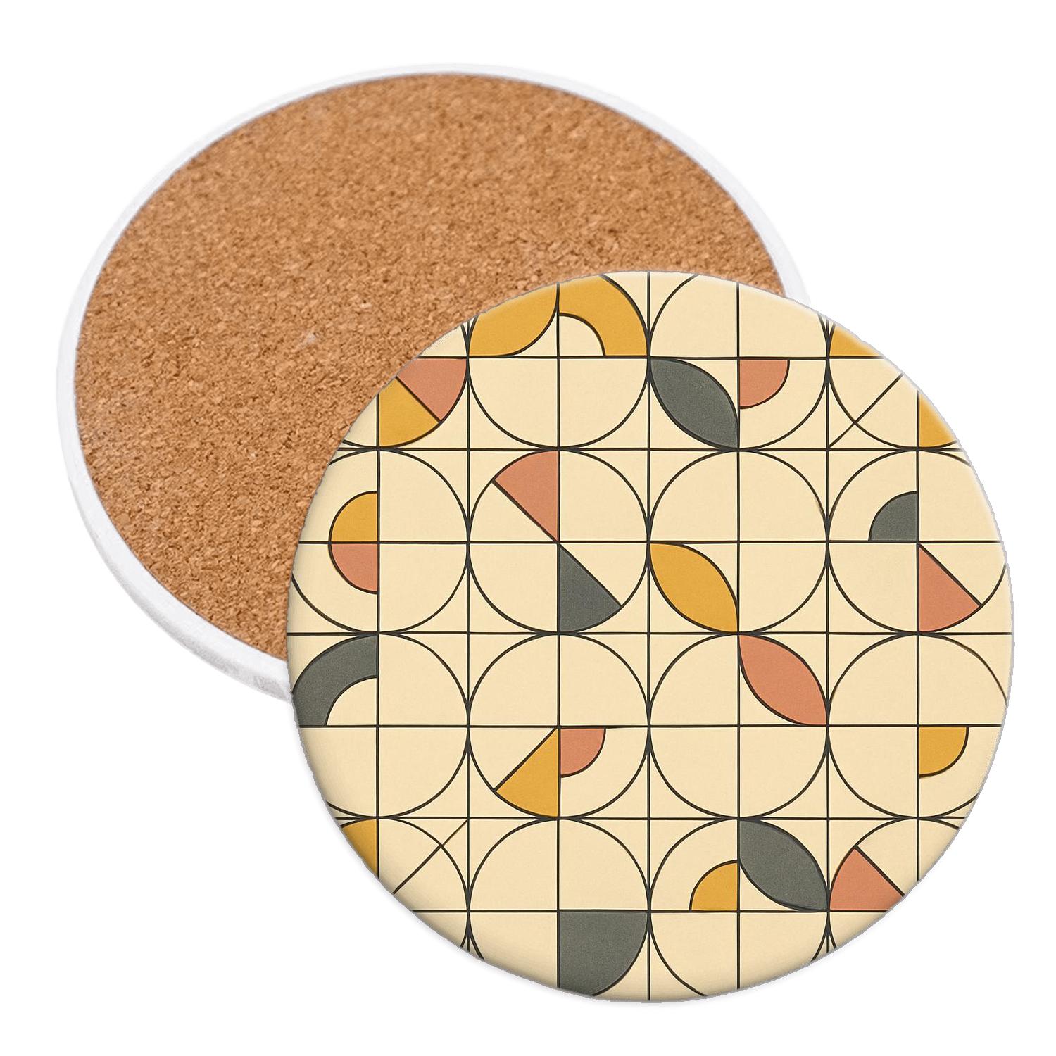 Bauhaus Orbit Grid Medallions absorbent drink coasters