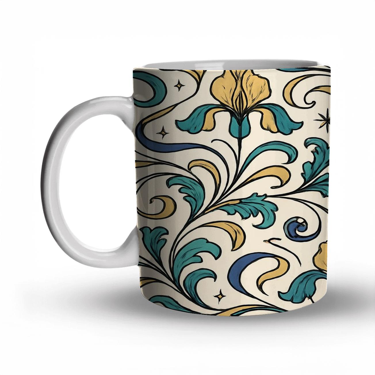 Art Nouveau Comet Iris Filigree Pattern gift mugs for occasions
