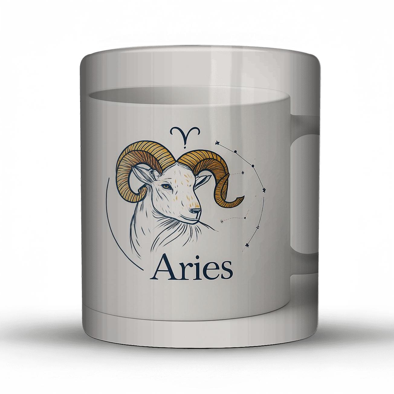 Aries Art Deco Ram Constellation Mug Line Art premium drinkware mugs